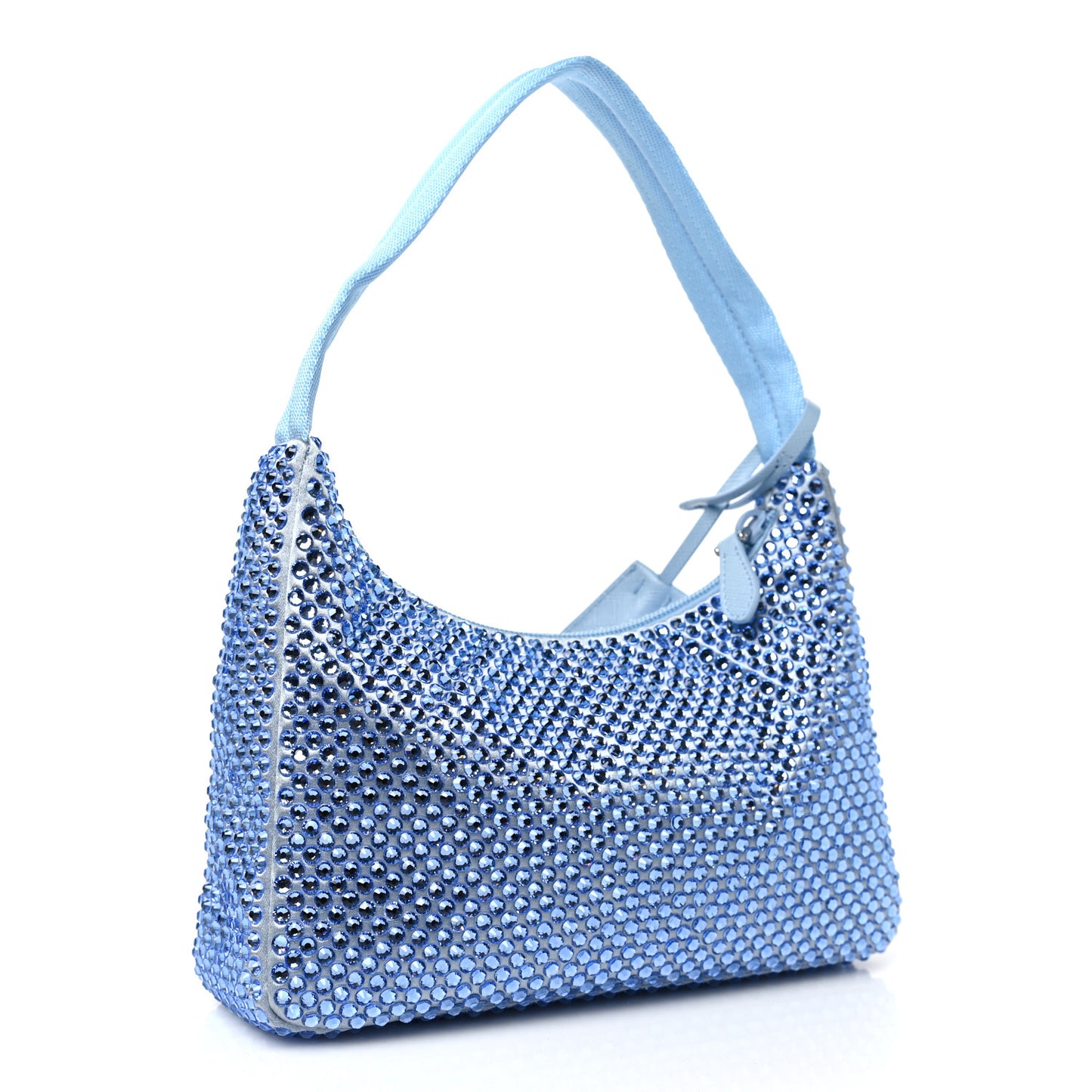 Satin Crystal Mini Re-Edition 2000 Bag Celeste
