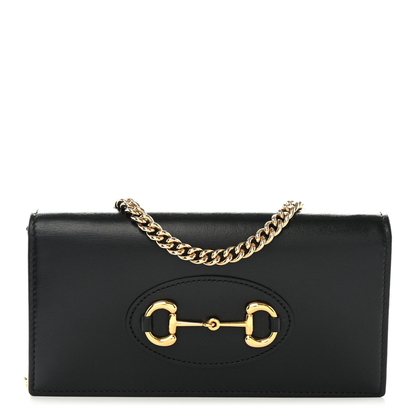 Boarded Plutone Calfskin Horsebit 1955 Wallet On Chain Black