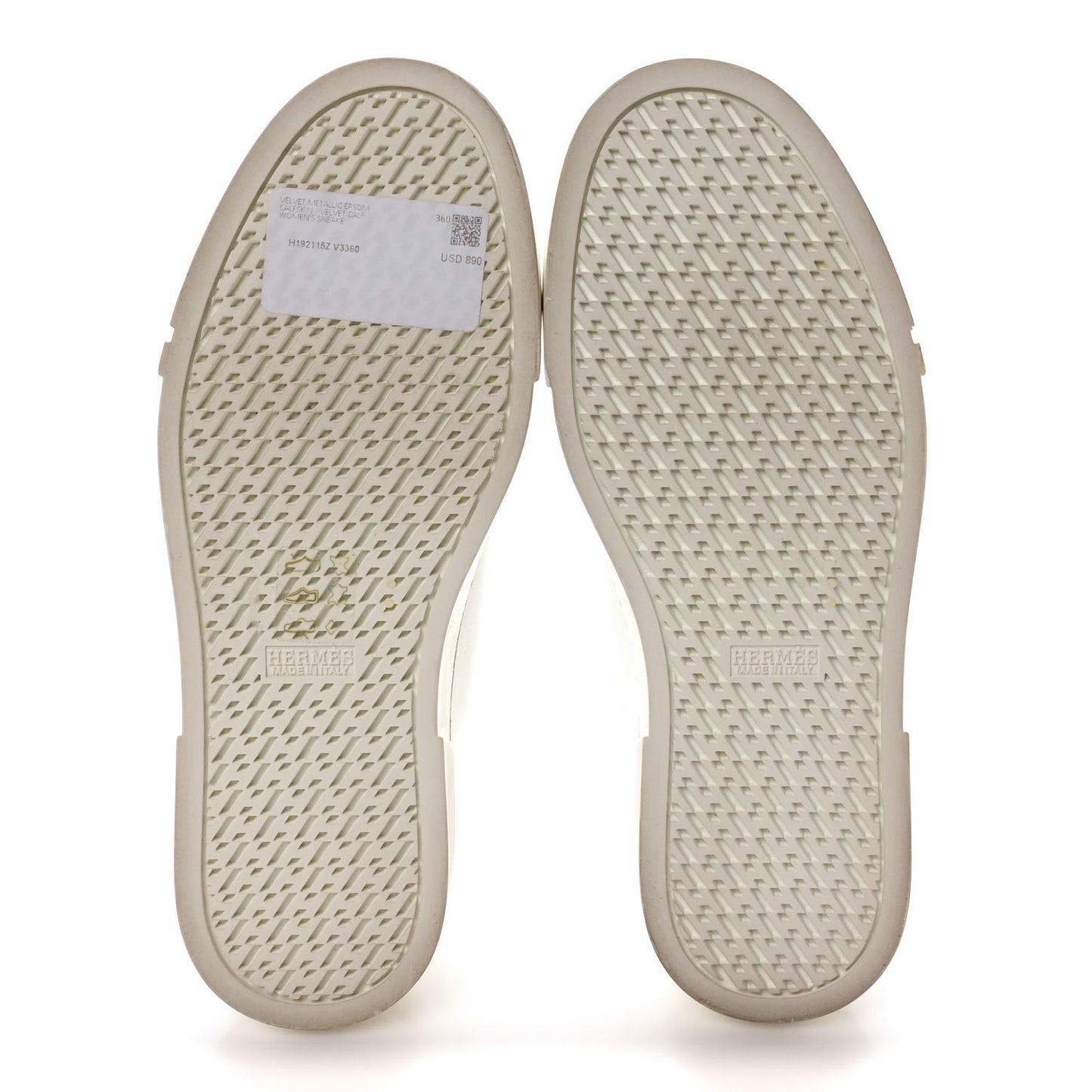 Calfskin Epsom Womens Velvet Sneakers 36 White Silver