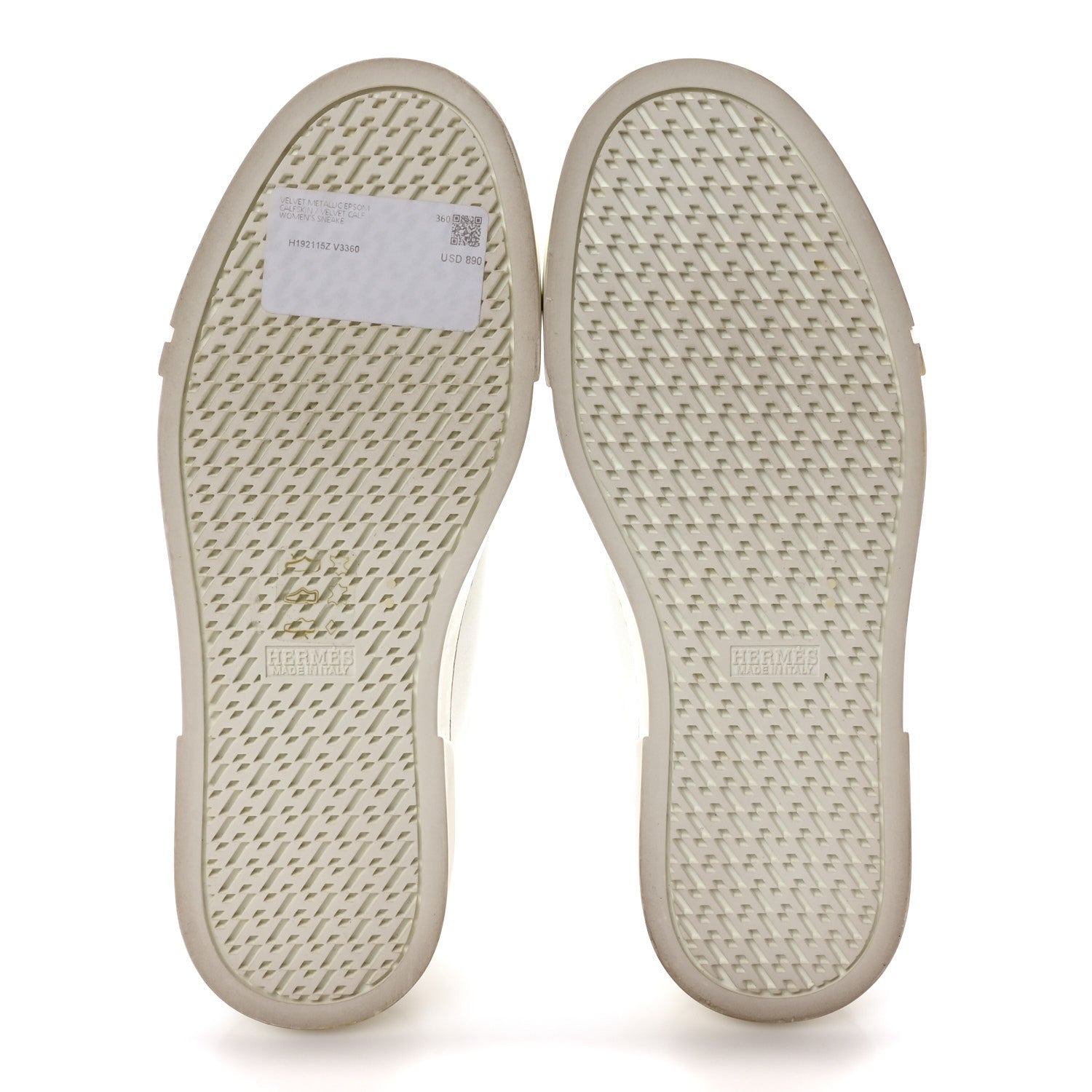 Hermes Calfskin Epsom Womens Velvet Sneakers 36 White Silver 6 of 9