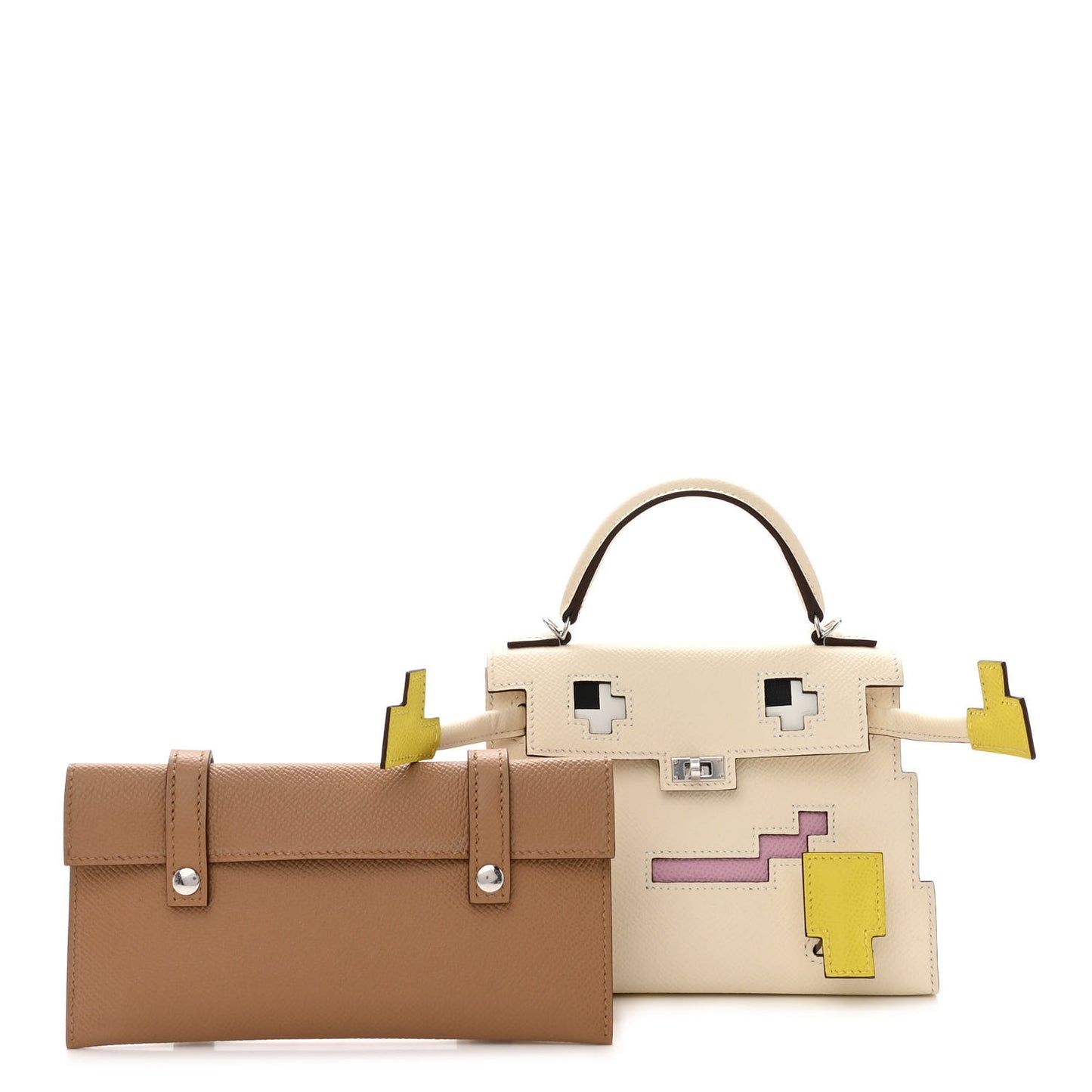Epsom Quelle Idole Picto Kelly Doll Handbag Nata Mauve Sylvestre Lime Chai