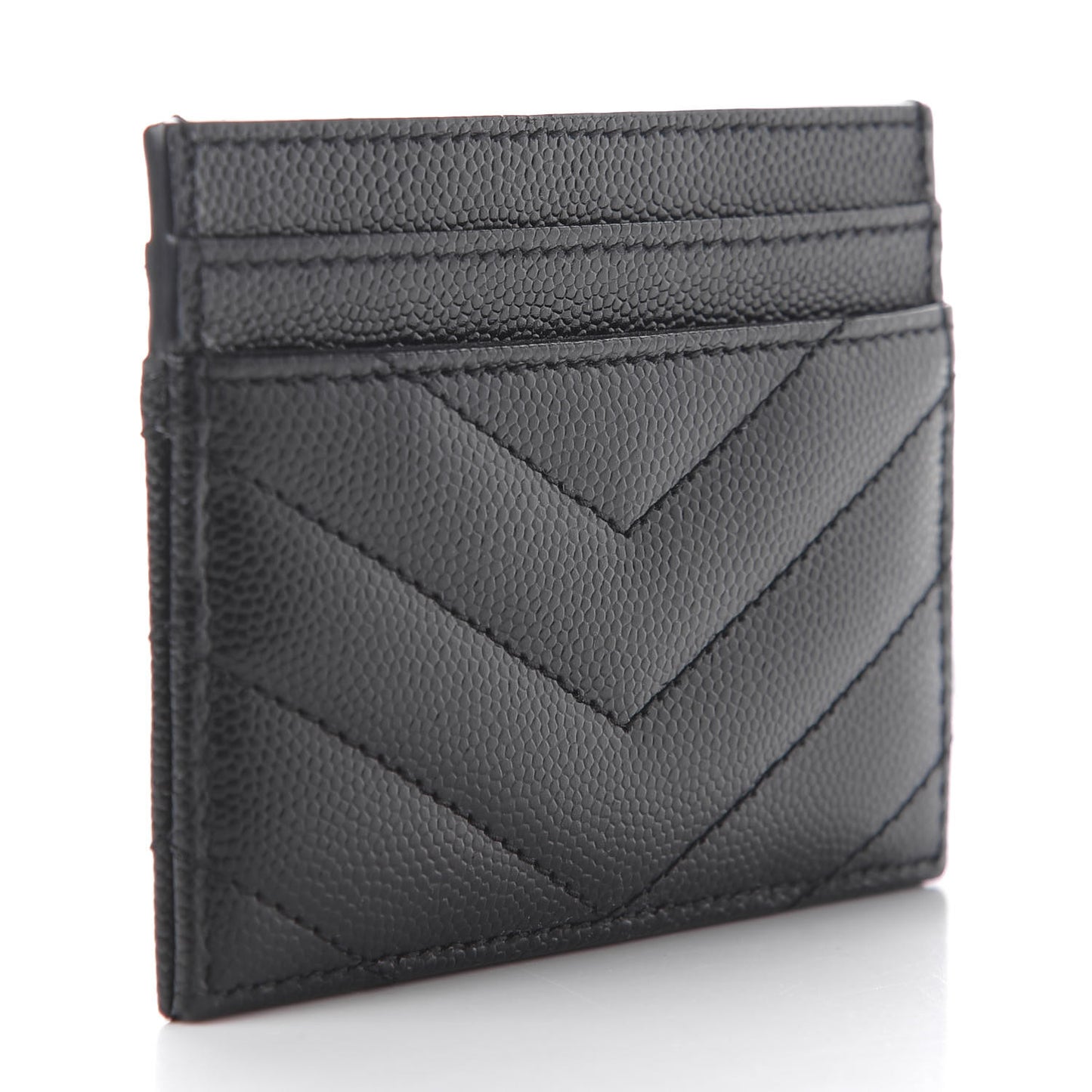Grain De Poudre Matelasse Chevron Monogram Credit Card Case Black
