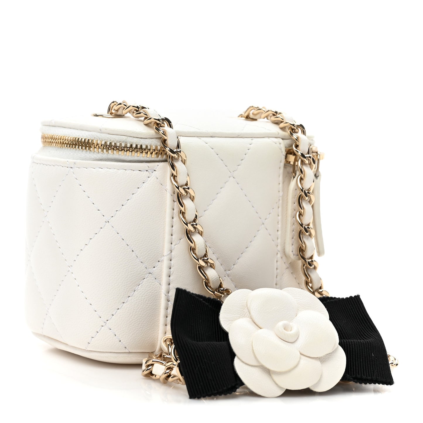 Lambskin Quilted My Chanel Lady Vanity Case With Chain White