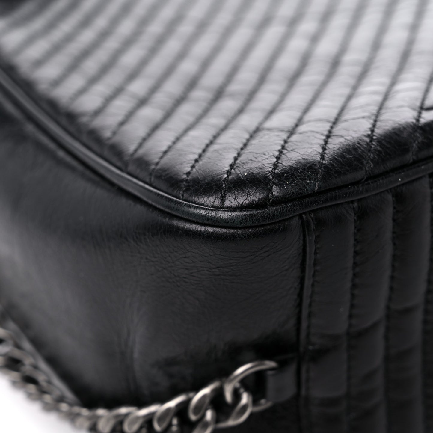 Glazed Calfskin Coco Boy Camera Case Black
