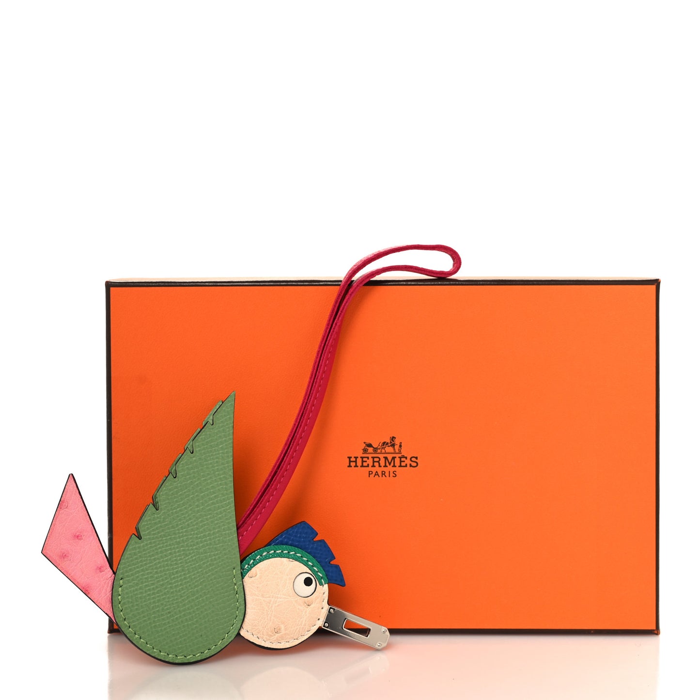 Ostrich Epsom Swift Birdy Bag Charm Vert Criquet Bubblegum Nata Menthe Bleu France Framboise
