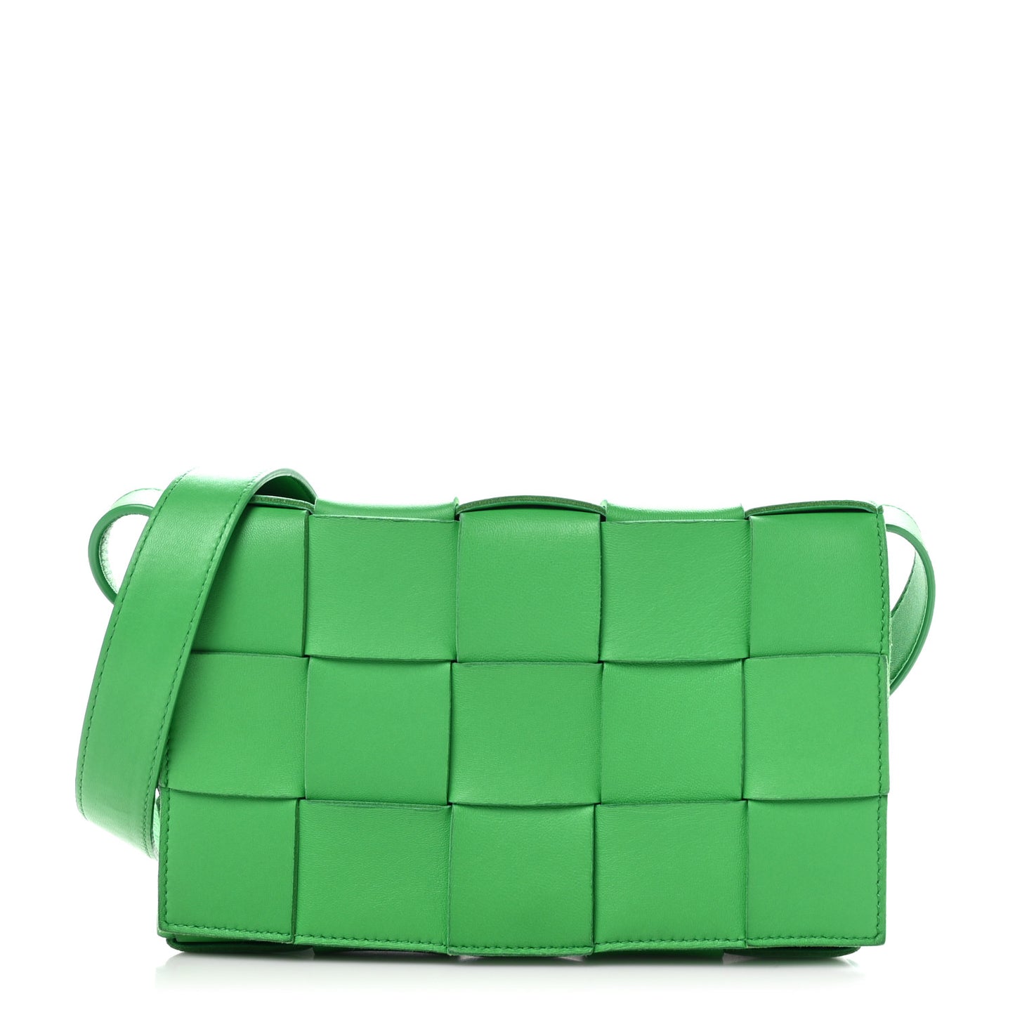 Lambskin Maxi Intrecciato Cassette Crossbody Bag Grass
