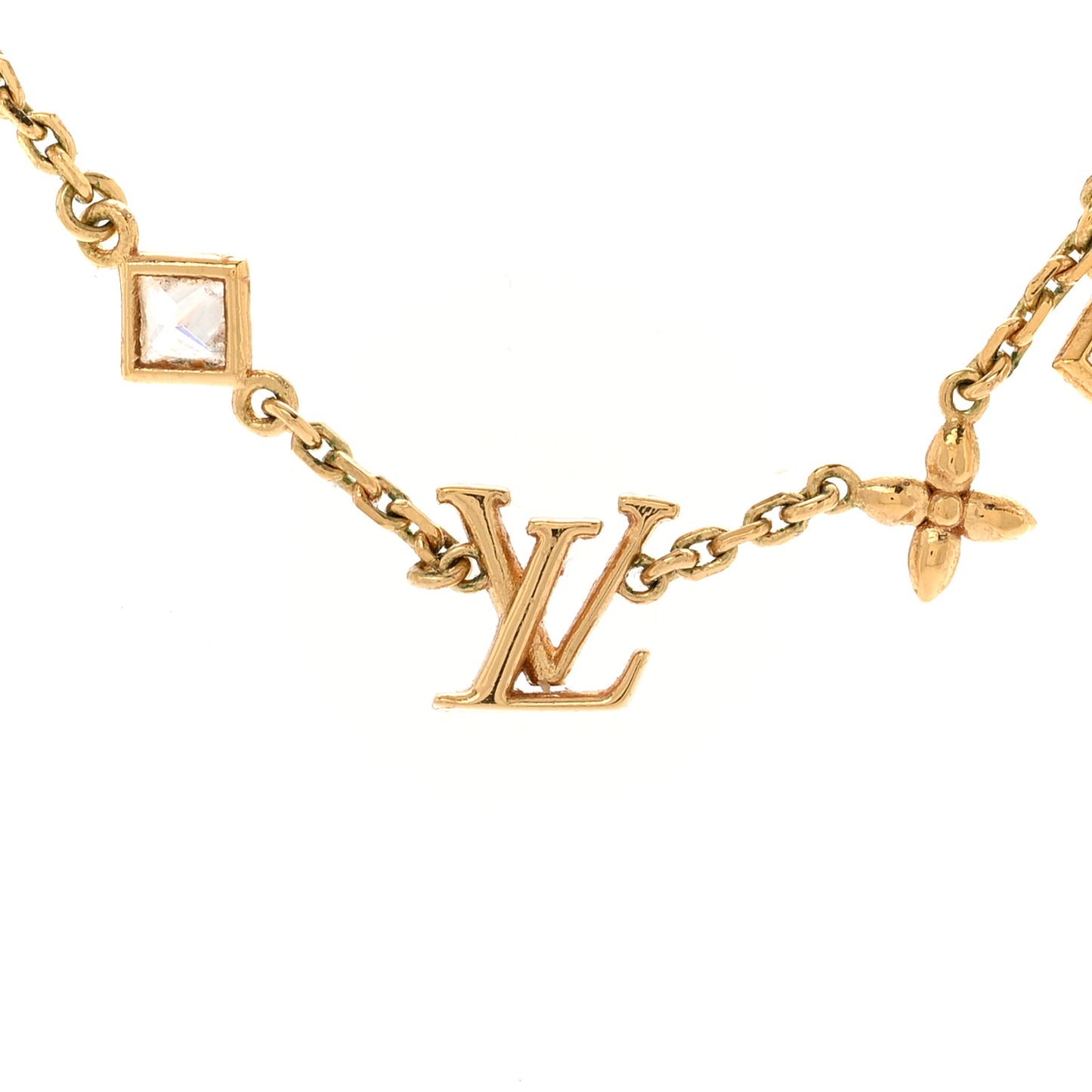 Metal Crystal LV In The Sky Necklace Gold