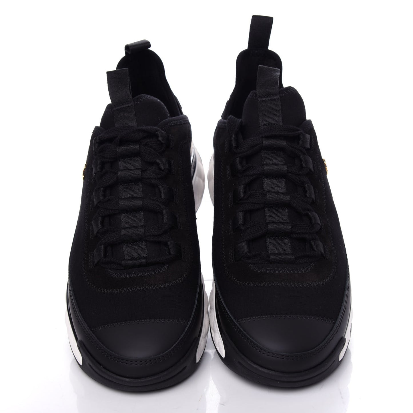 Velvet Calfskin Mixed Fibers CC Sneakers 38 Black