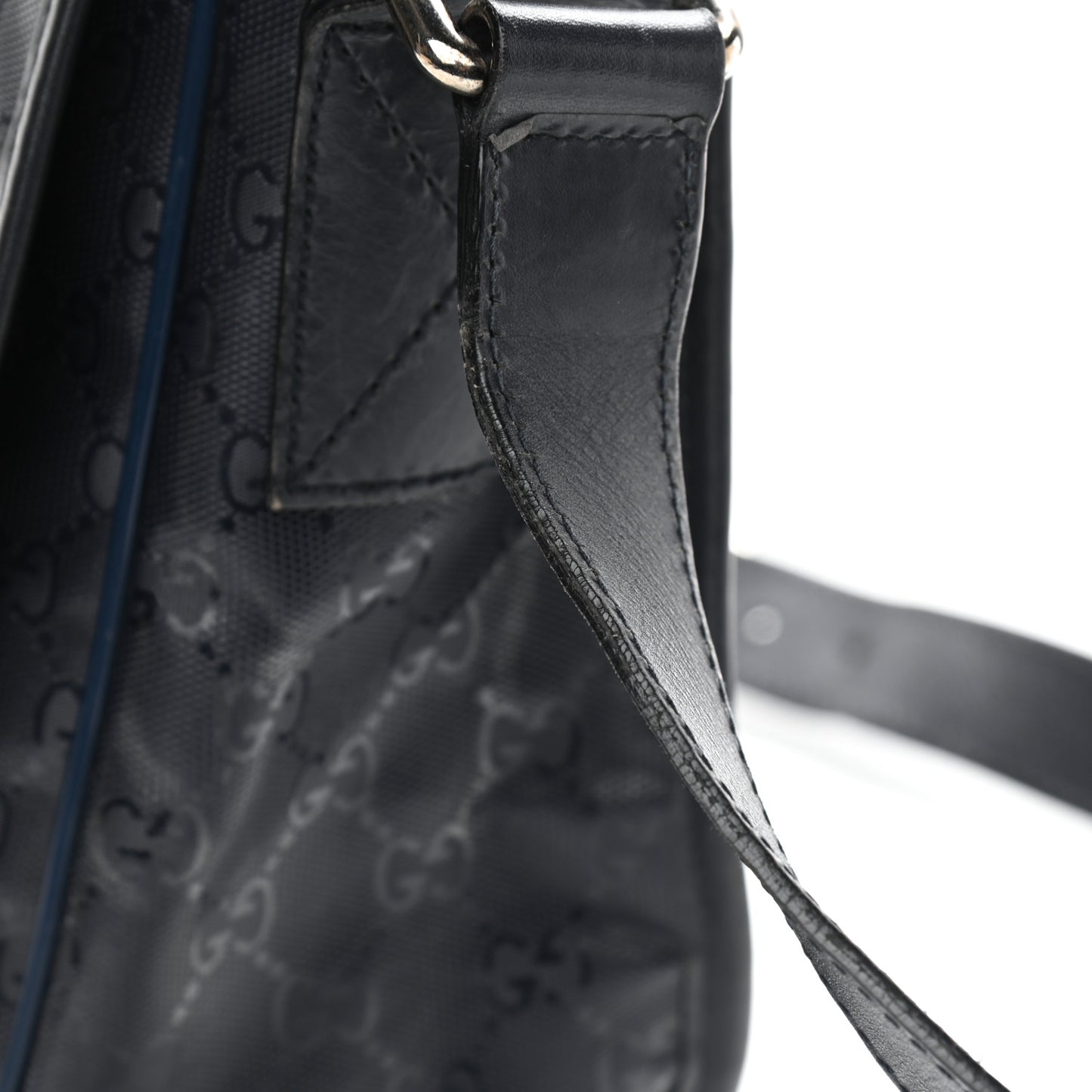 Imprime Monogram Medium Double Buckle Flap Messenger Bag Navy