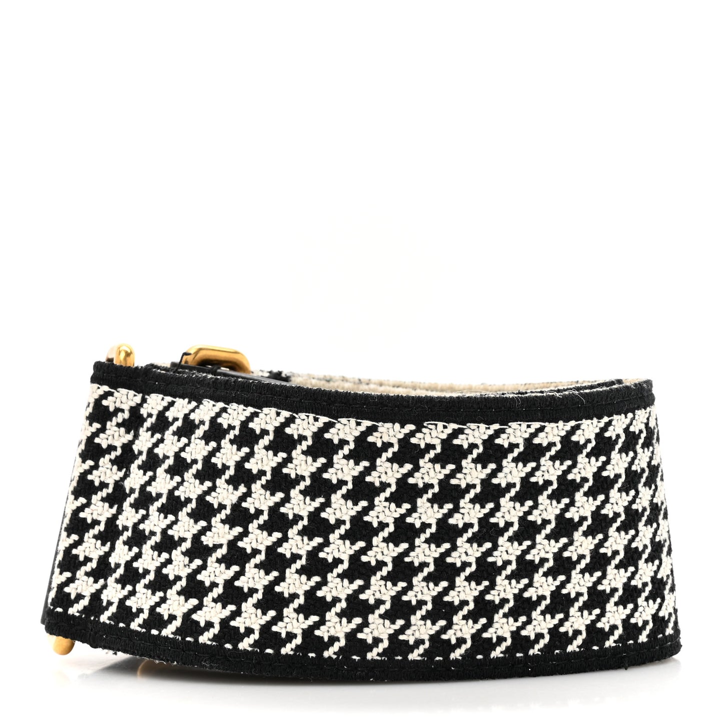 Canvas Houndstooth Embroidered 30 Montaigne Shoulder Strap Black White