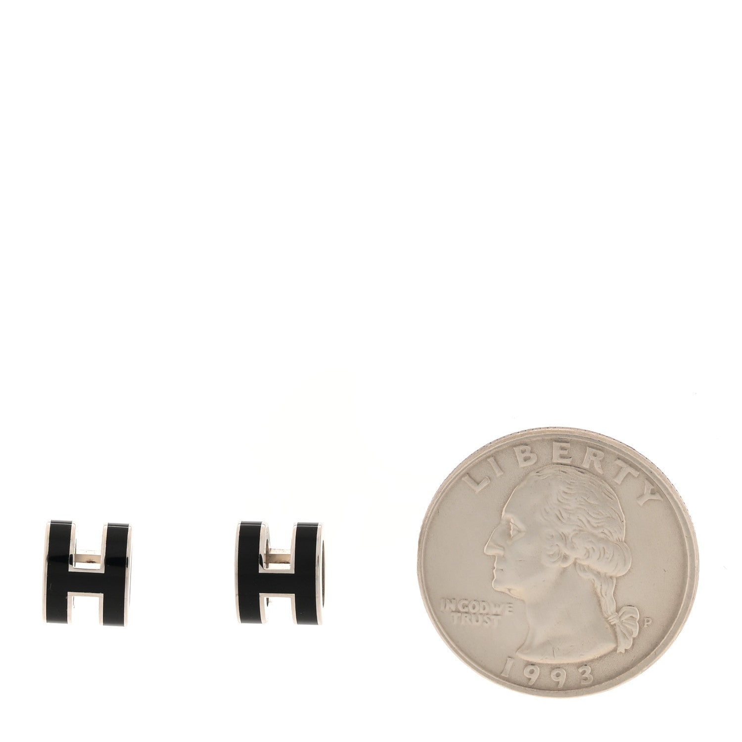 Hermes Palladium Lacquered Mini Pop H Earrings Black 2 of 6