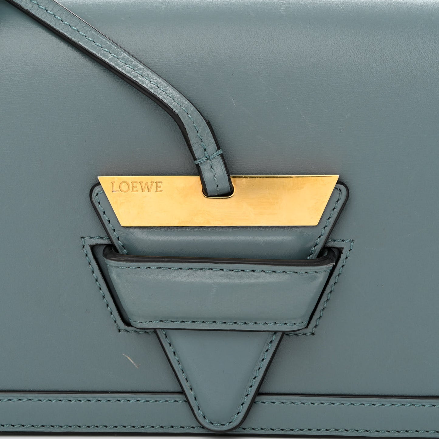 Calfskin Small Barcelona Shoulder Bag Stone Blue