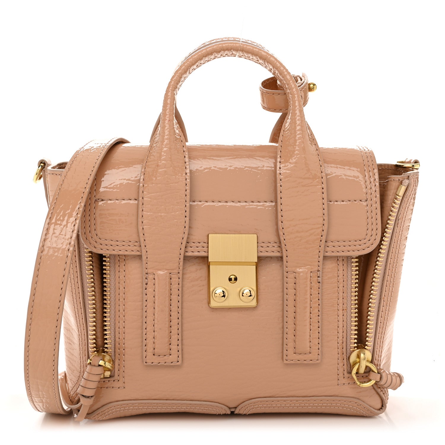 3.1 Phillip Lim Textured Patent Mini Pashli Satchel Ceramic 1 of 10