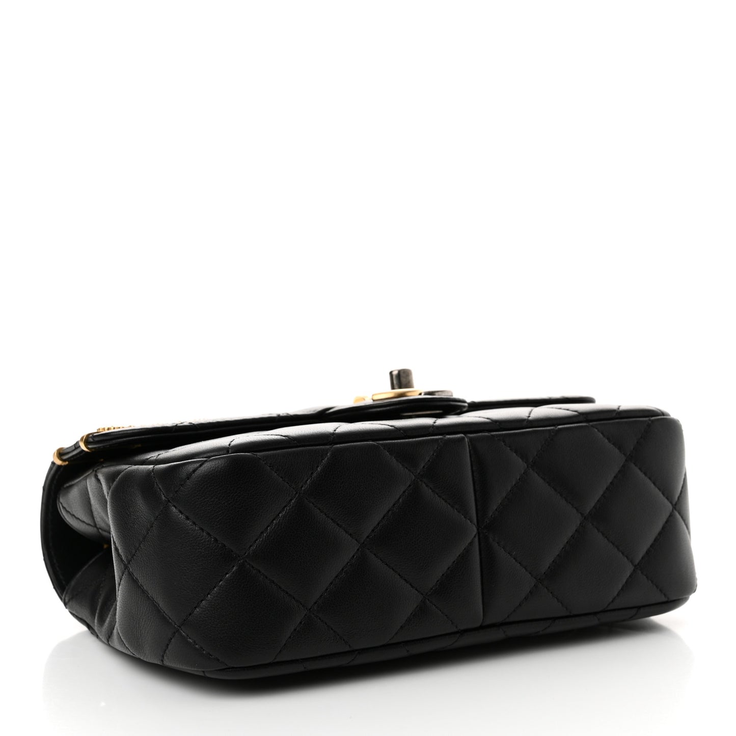 Lambskin Quilted Small Coco Clips Single Flap Black