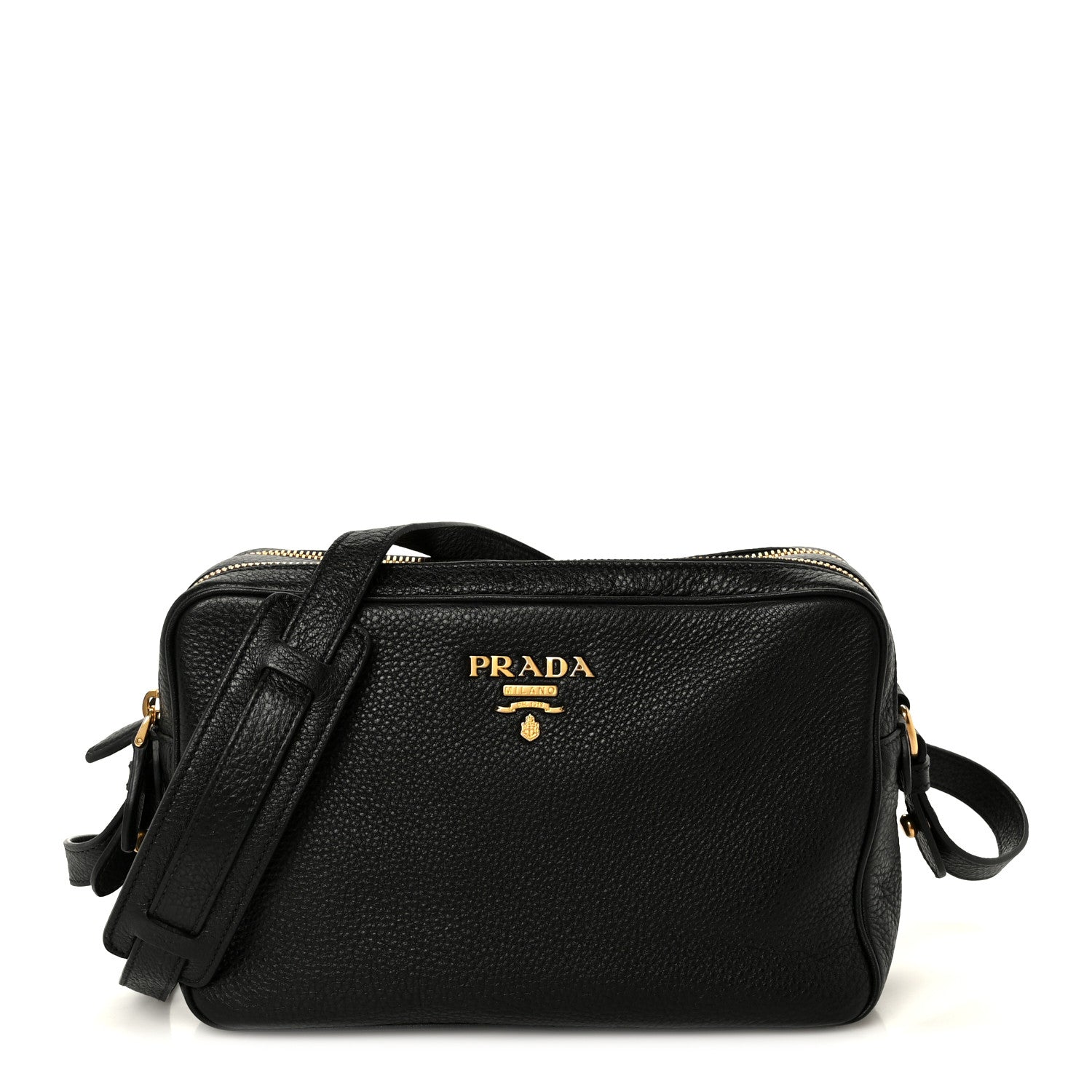 Prada Vitello Daino Medium Double Zip Shoulder Bag Black 1889230