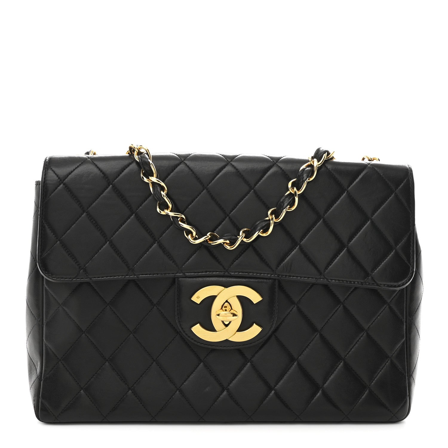 Chanel Lambskin Quilted XL Jumbo Single Flap Black 1824856