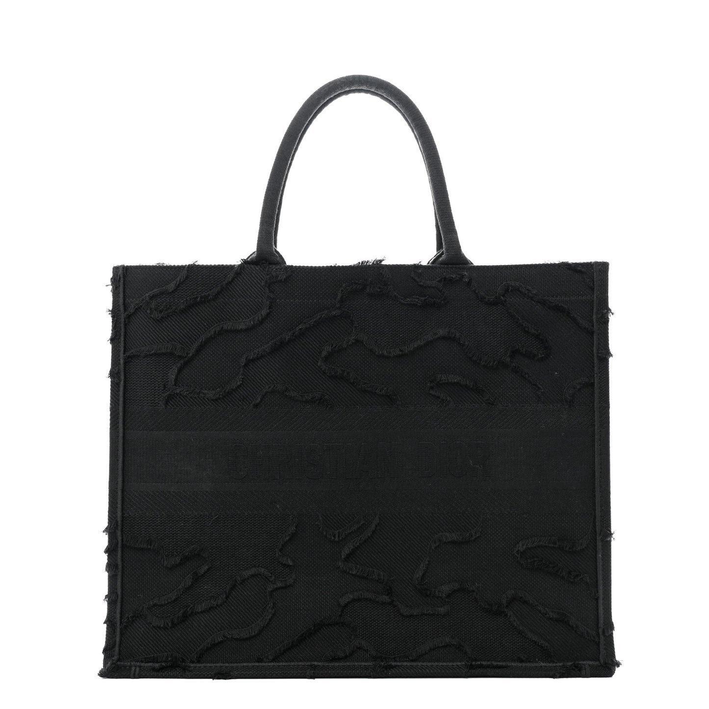 Canvas Embroidered Camouflage Book Tote Black