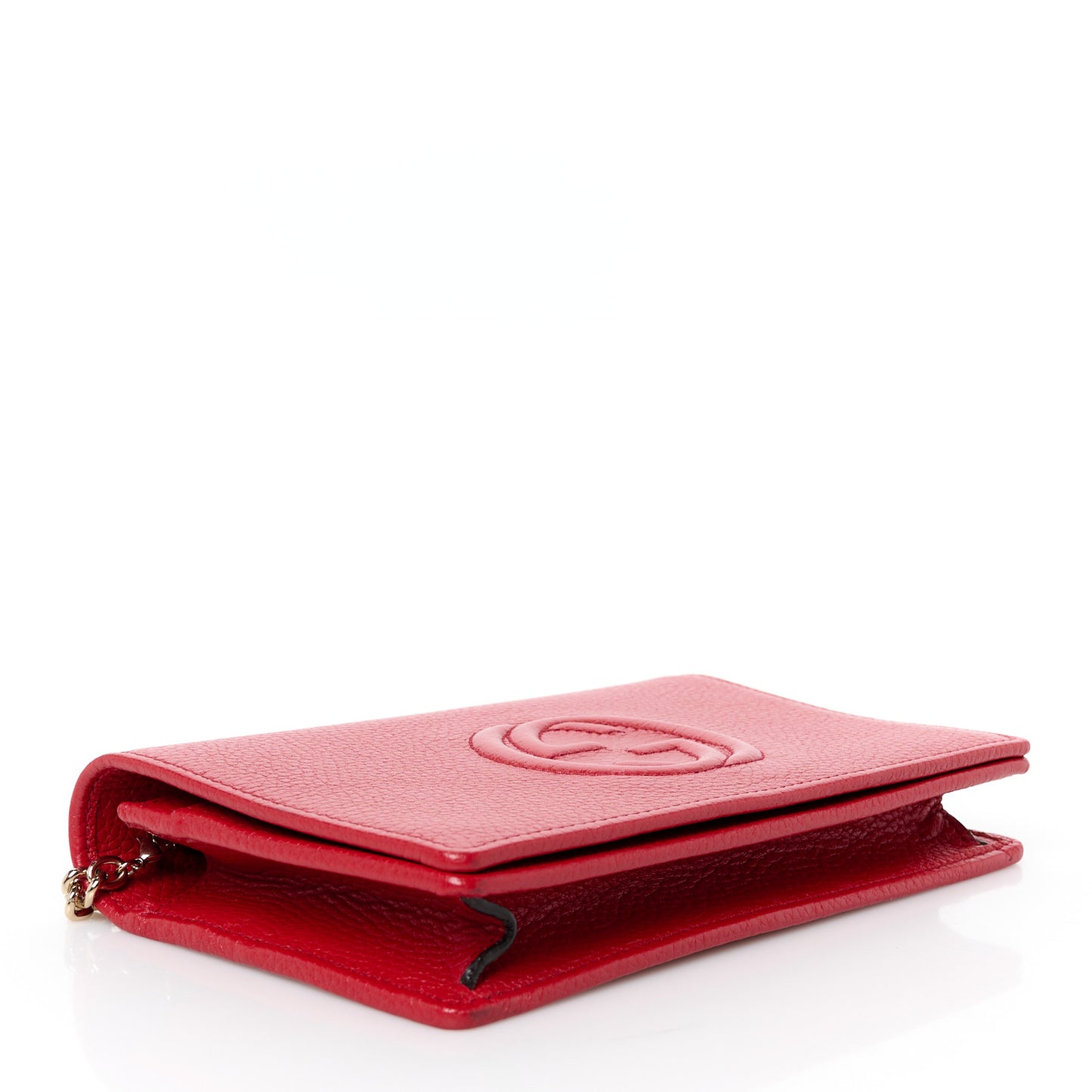 Pebbled Calfskin Soho Wallet on Chain Tabasco Red