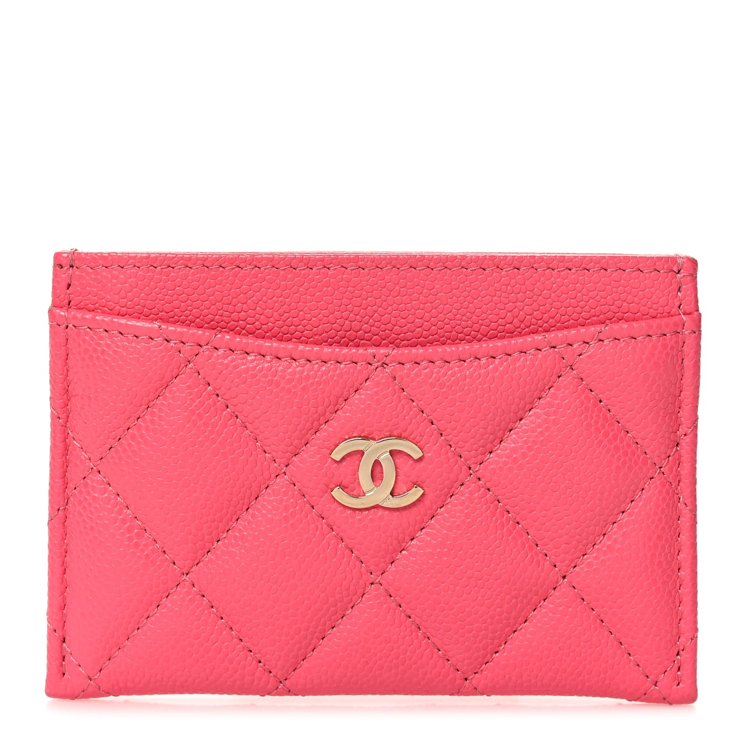 Caviar Quilted Card Holder Pink