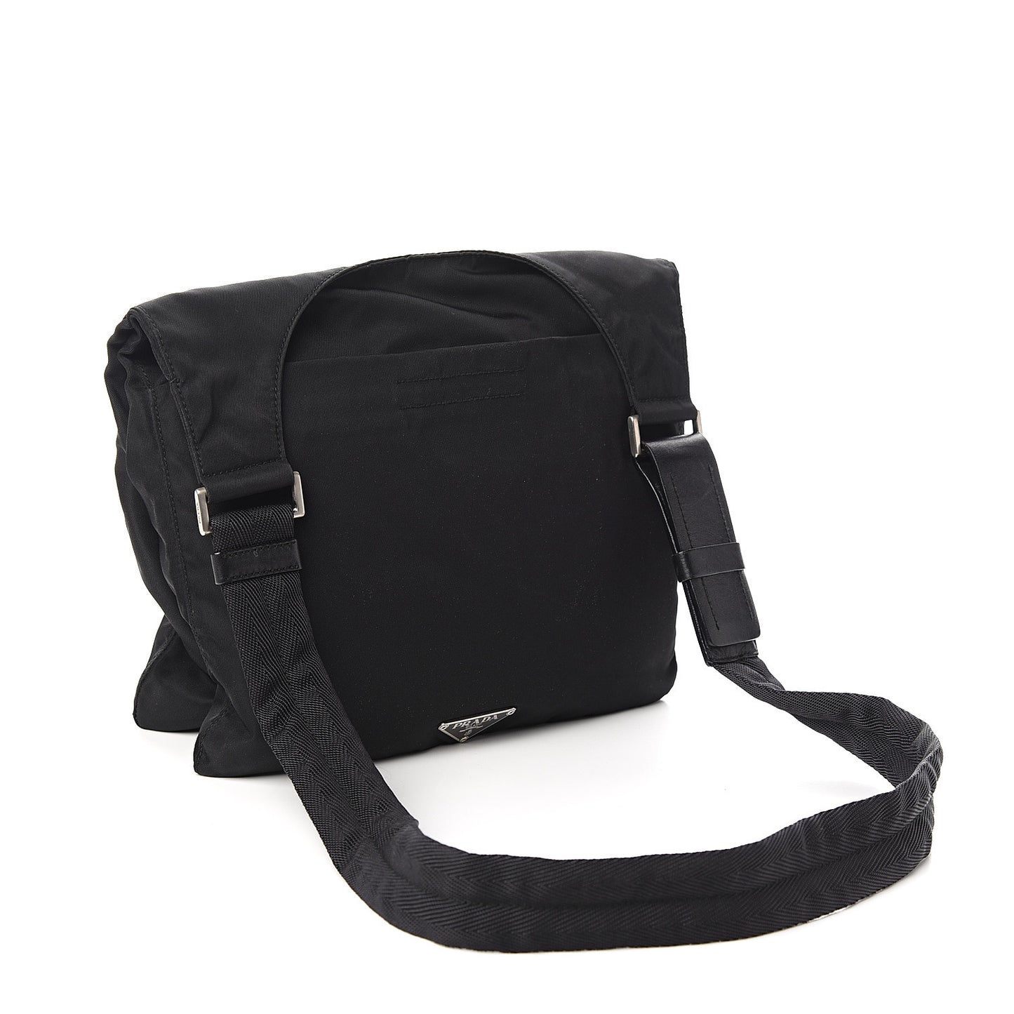 Nylon Flat Messenger Bag Black