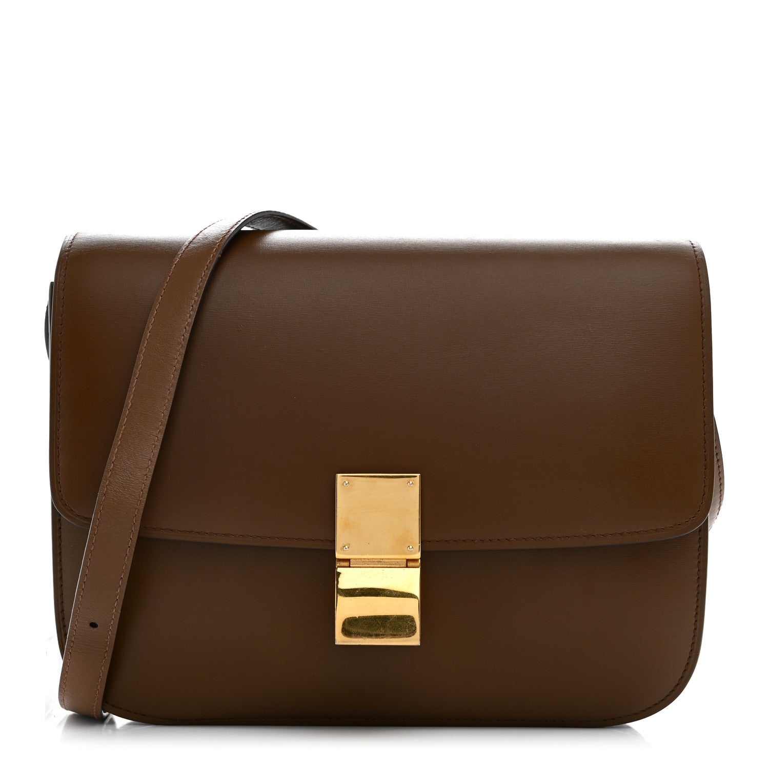 Celine Box Calfskin Medium Classic Box Flap Bag Camel 1914378
