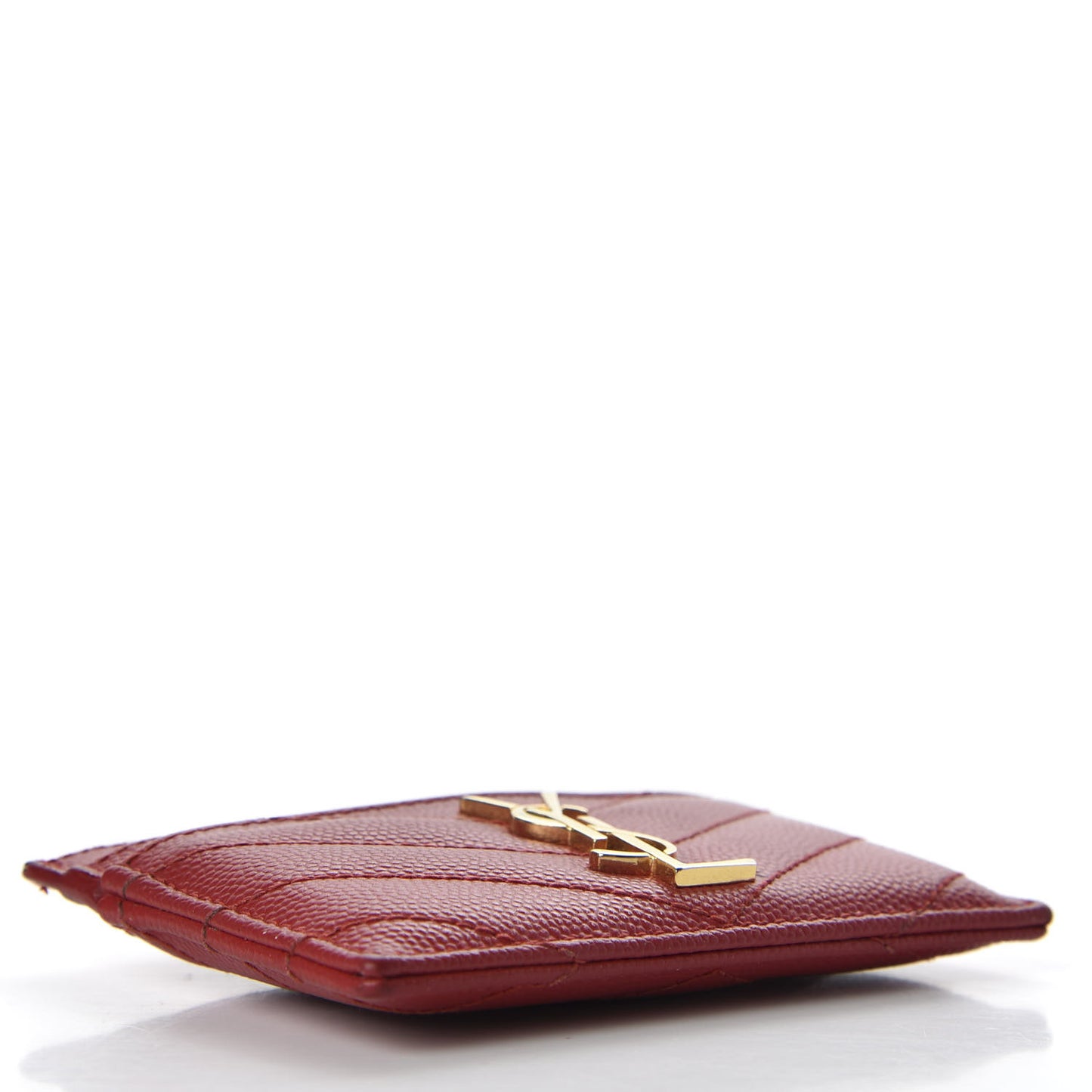Grain De Poudre Matelasse Chevron Monogram Credit Card Case New Red