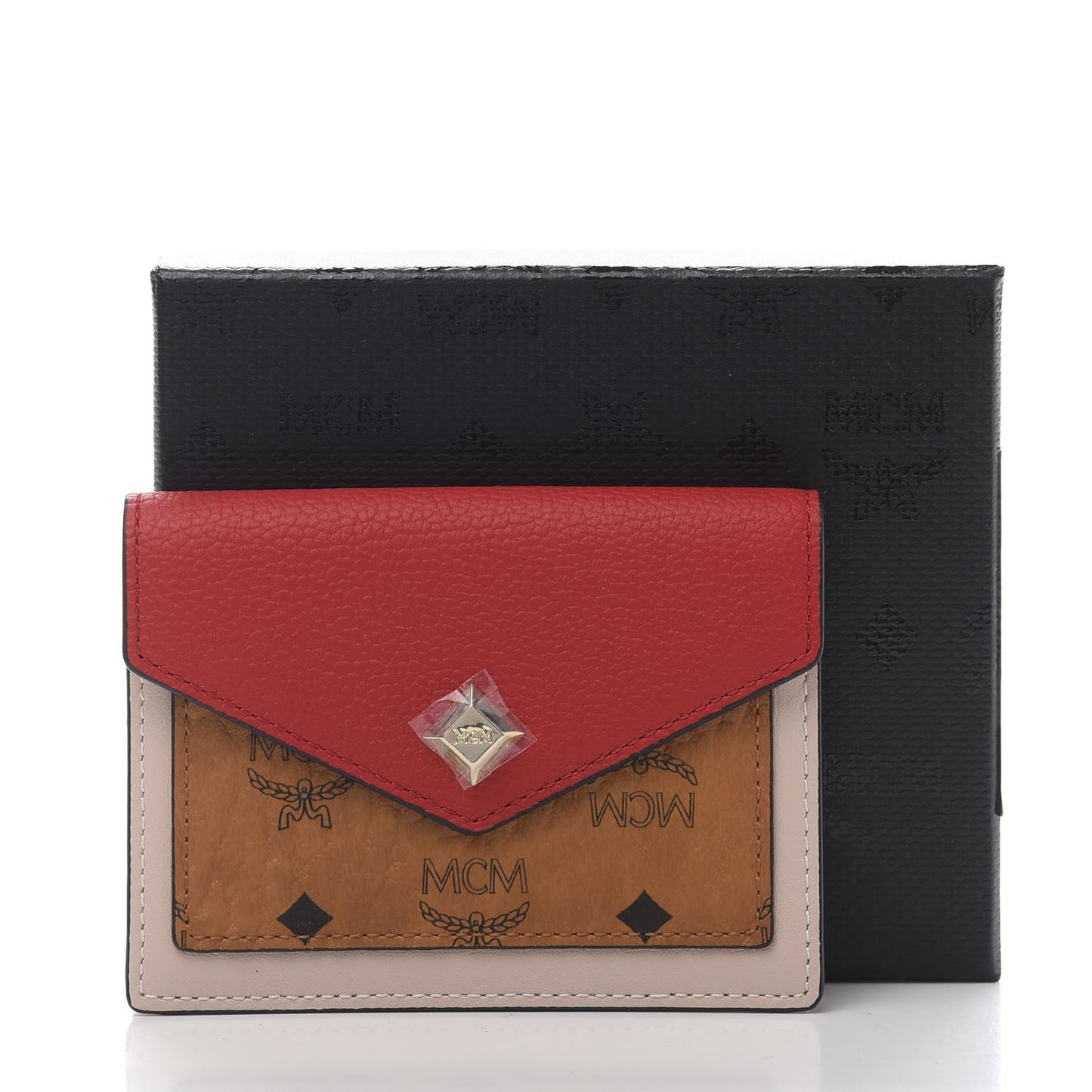 Visetos Mini Love Letter Flap Wallet Cognac White Red