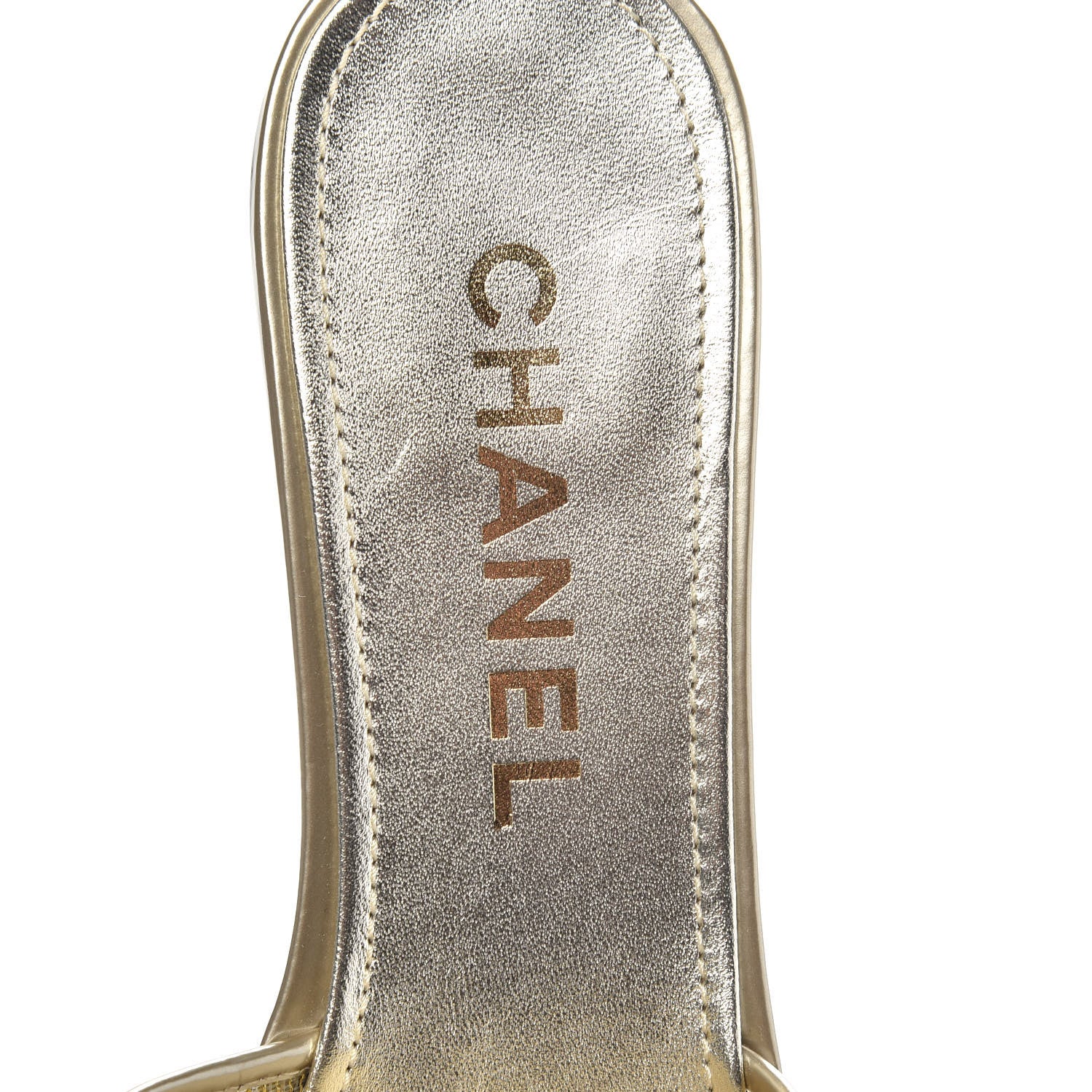 Chanel Glitter Mesh Patent Calfskin CC Mules 38 Gold 6 of 8