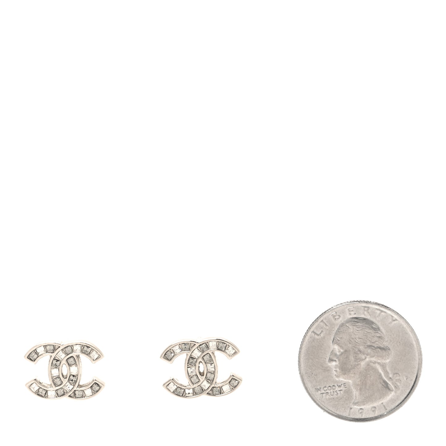 Baguette Crystal CC Earrings Silver