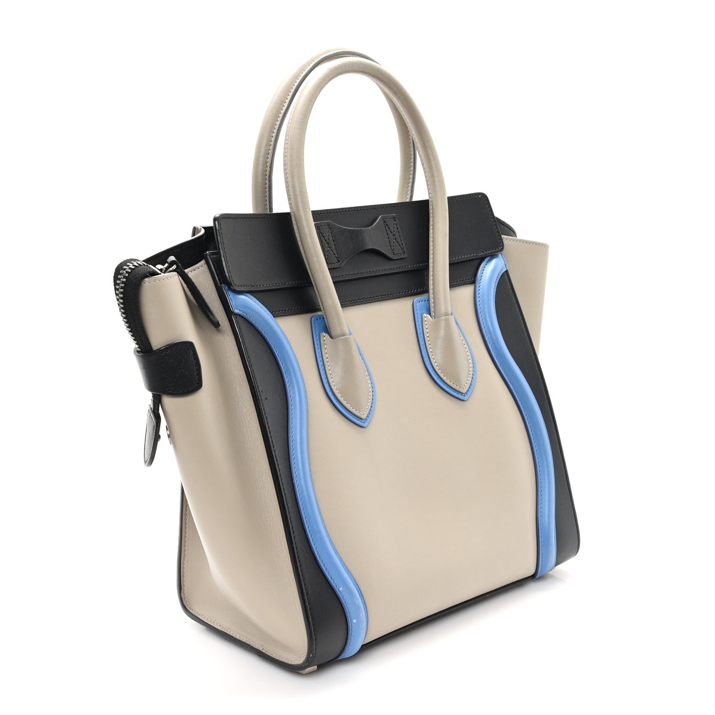 Shiny Smooth Calfskin Micro Tri-Color Luggage Quartz