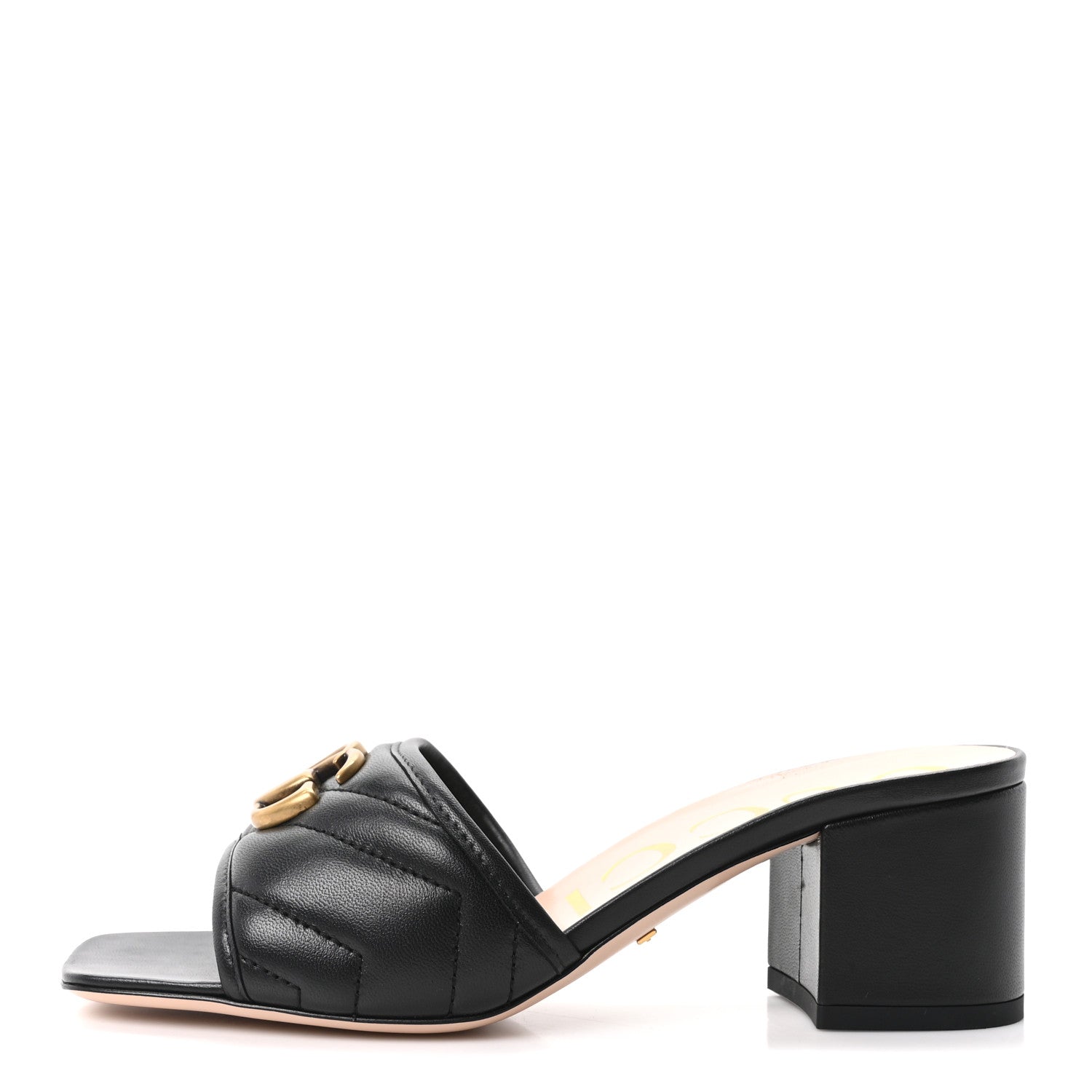 Gucci Nappa Matelasse GG Marmont 55mm Slide Sandals 36.5 Black