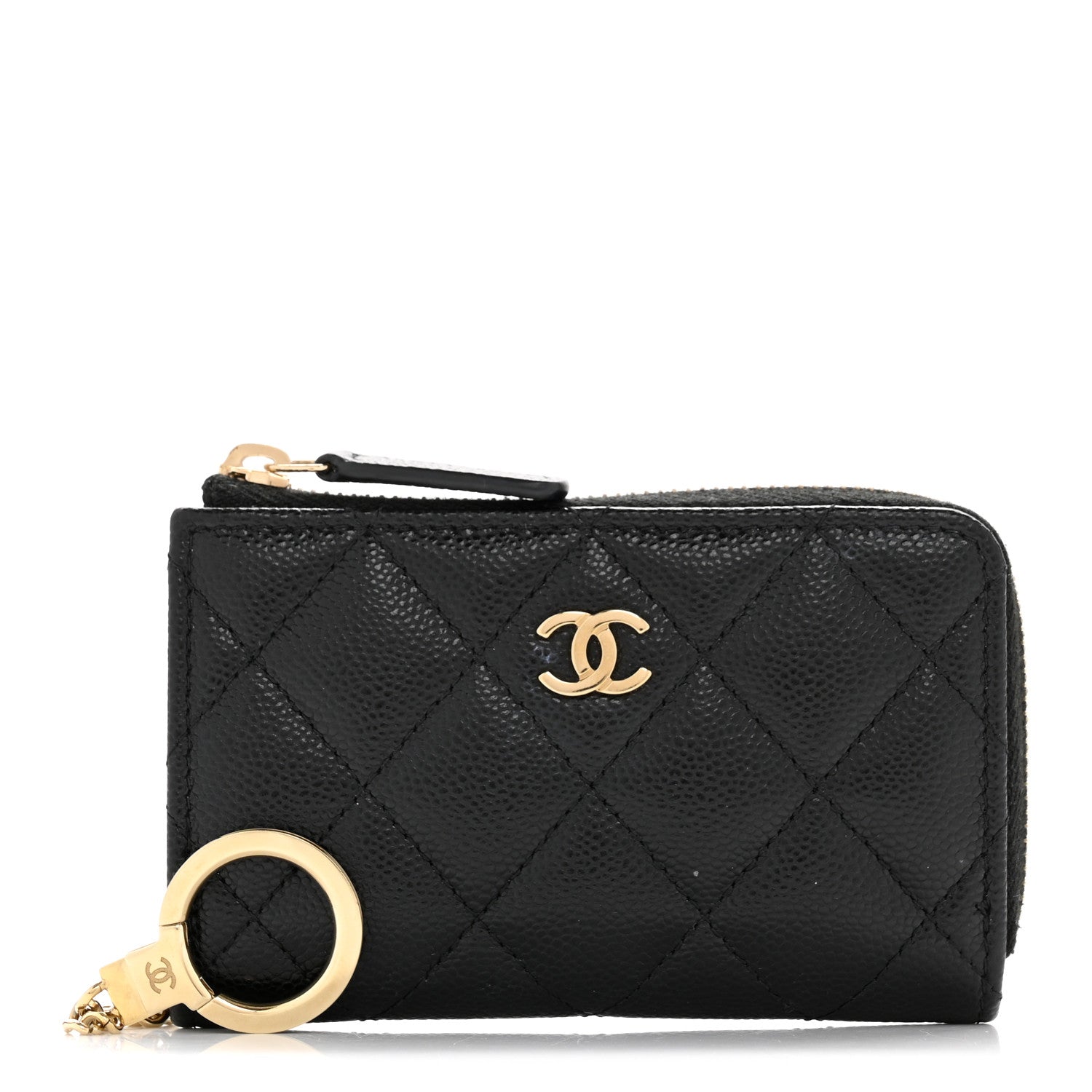 CHANEL ケース 黒 キルティング Chanel Caviar Quilted Zipped Key Holder Case Black 1762771