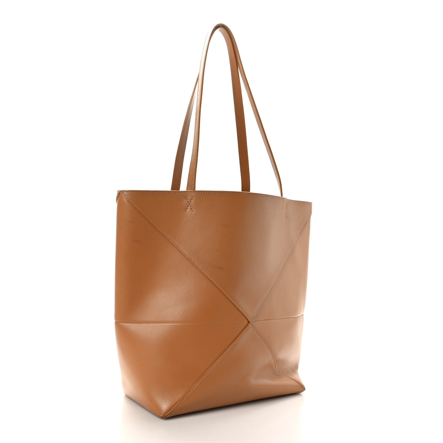 Shiny Calfskin Medium Puzzle Fold Tote Warm Desert