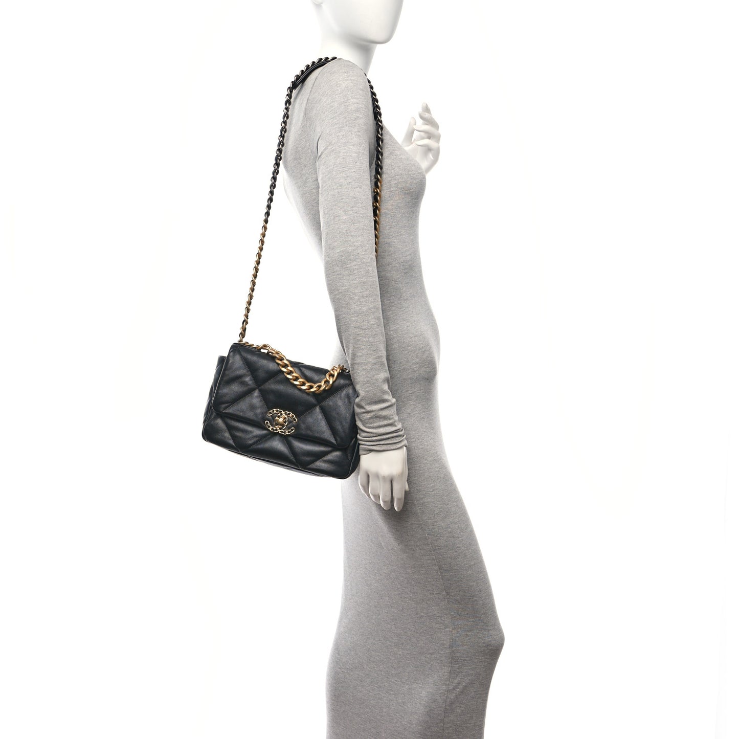 Lambskin Quilted Medium Chanel 19 Flap Black