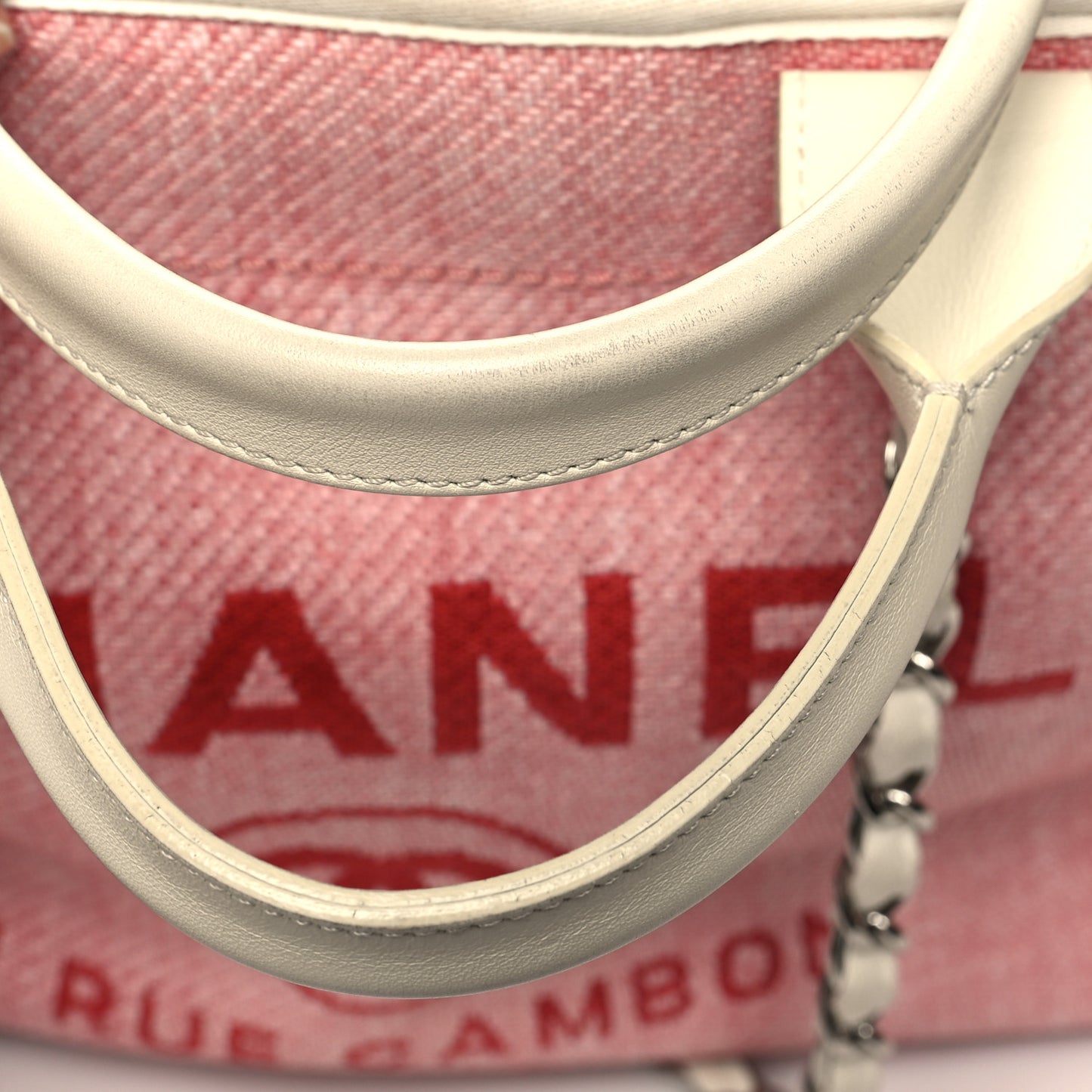 Woven Straw Raffia Medium Deauville Tote Pink White