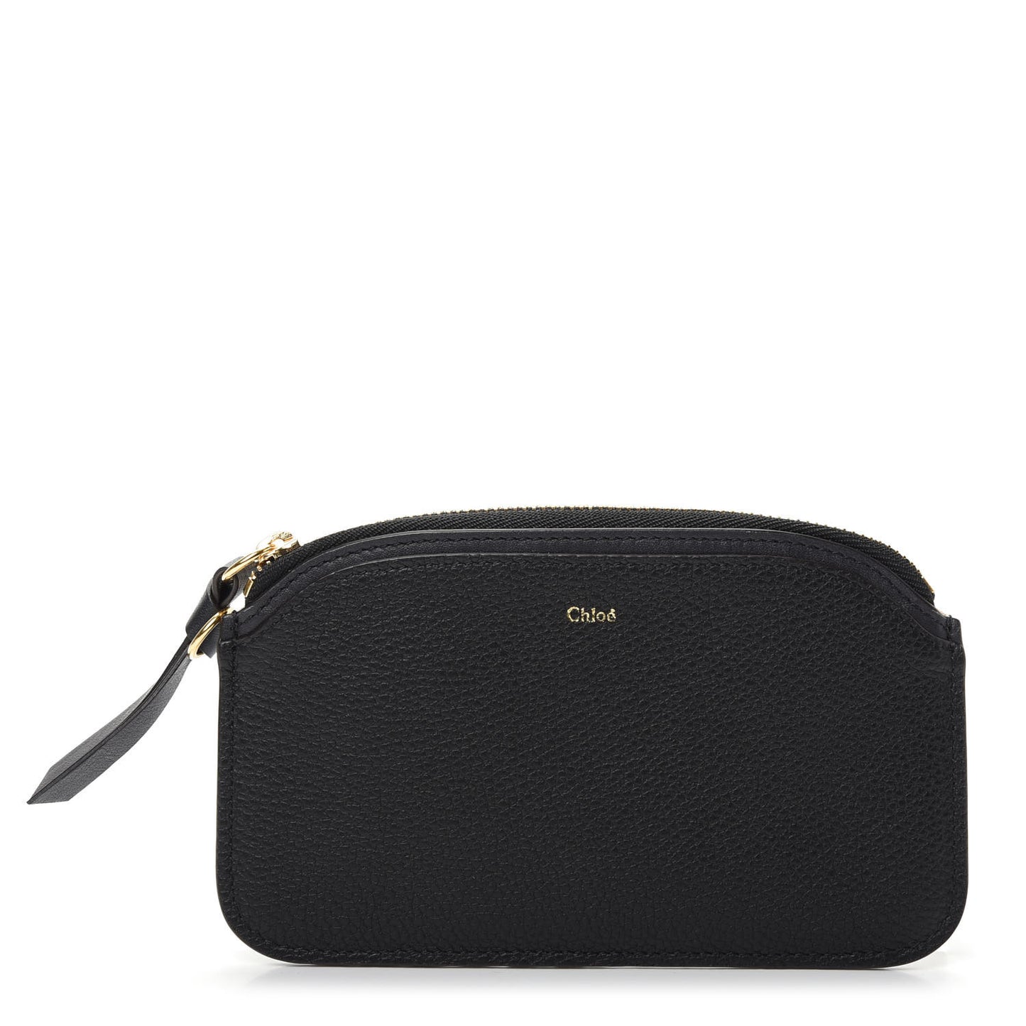 Calfskin Top Zip Card Case Black