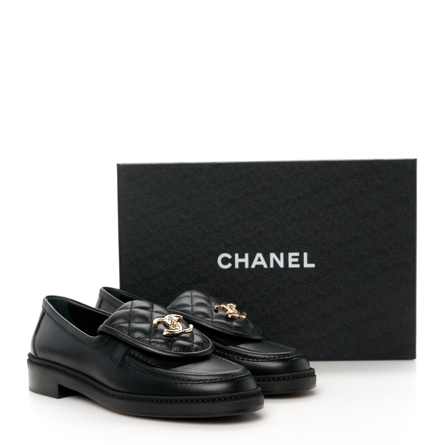 Chanel Lambskin Quilted CC Turnlock Loafers 36.5 Black 9 of 9