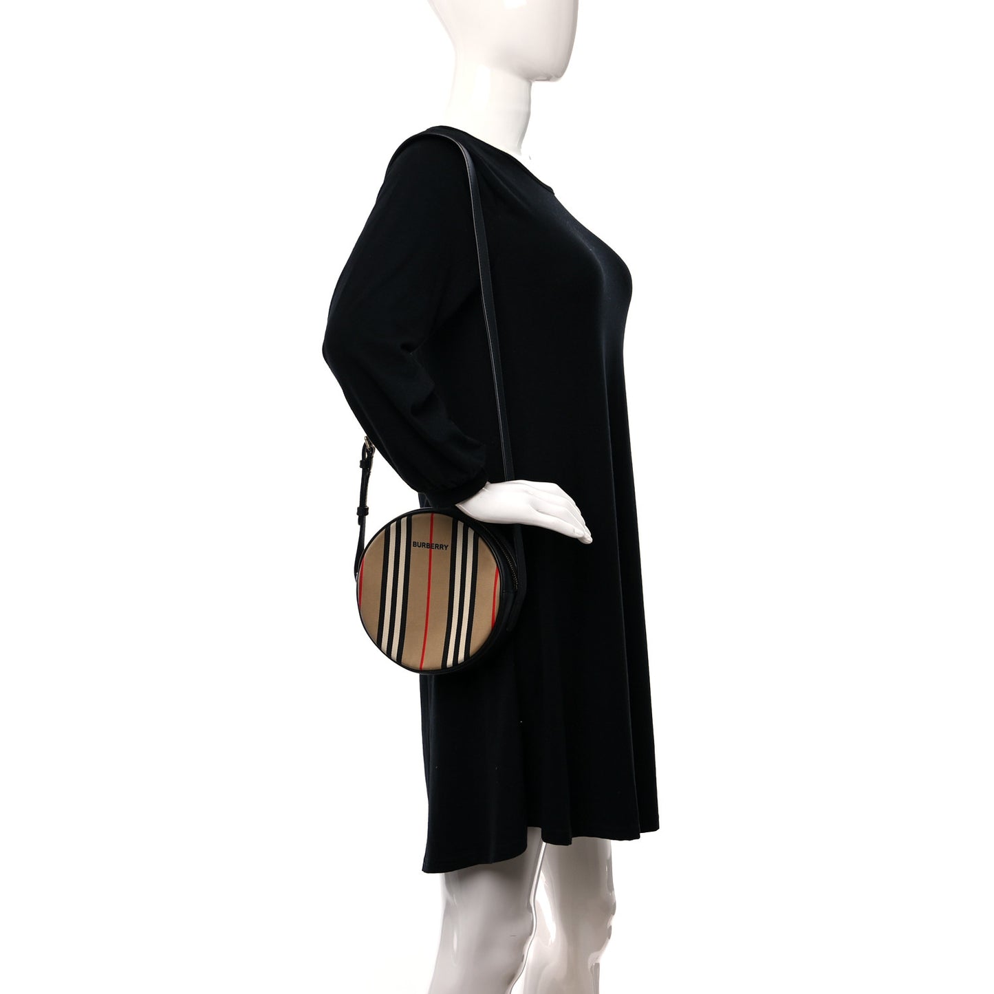 E-Canvas Calfskin Icon Stripe Louise Bag Archive Beige