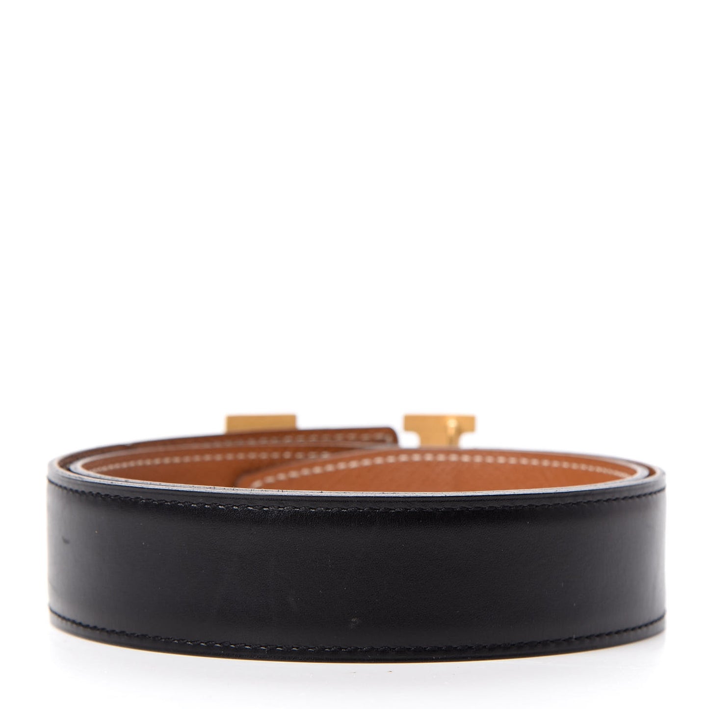 Box Courchevel 32mm H Belt 65 Black Gold