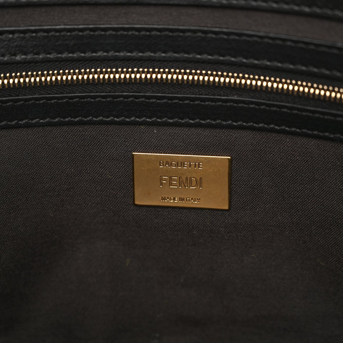 Shearling Vitello Dolce Macro FF 1974 Large Baguette Tobacco Black
