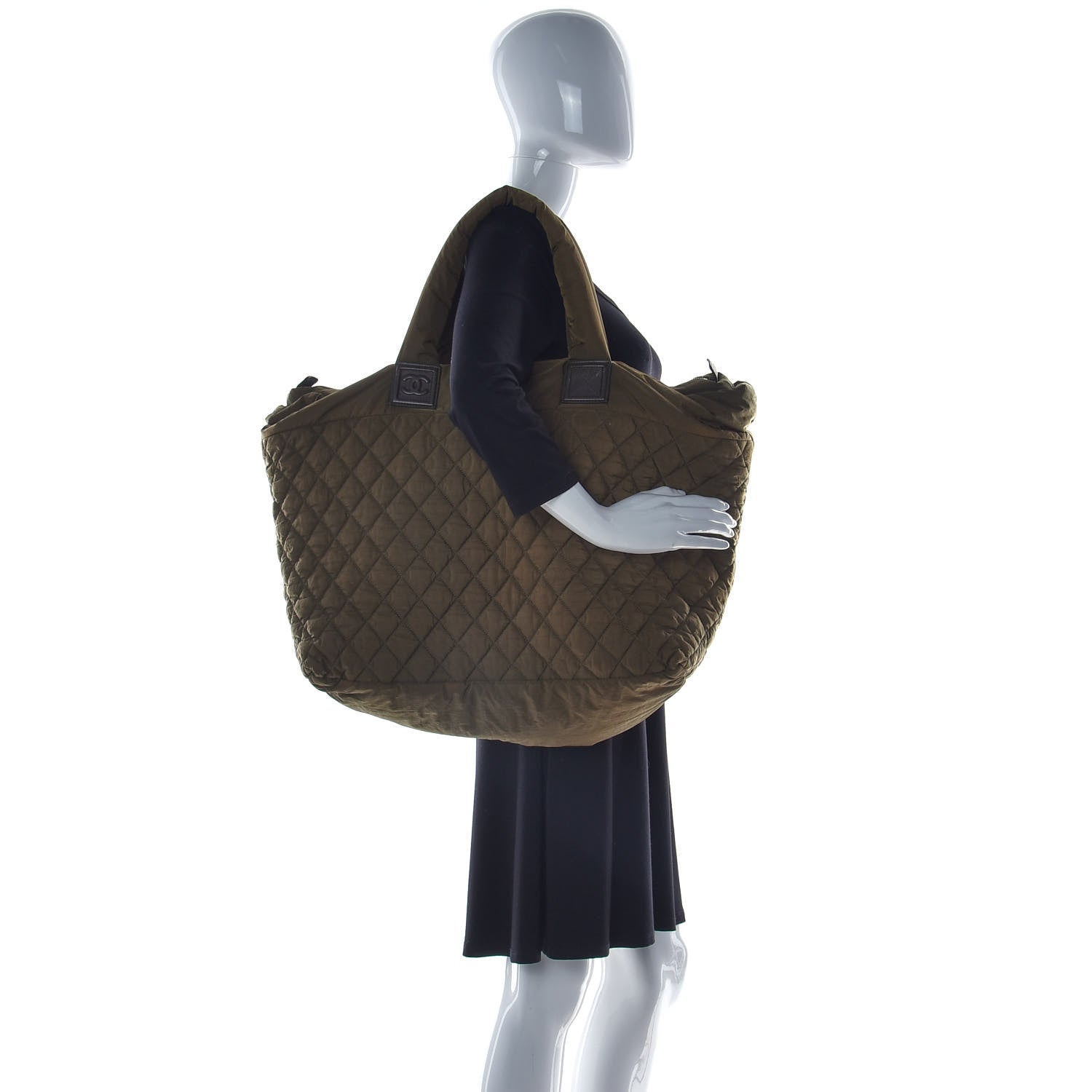 Chanel Nylon Quilted Large Coco Cocoon Shopping Tote Green 2 of 16