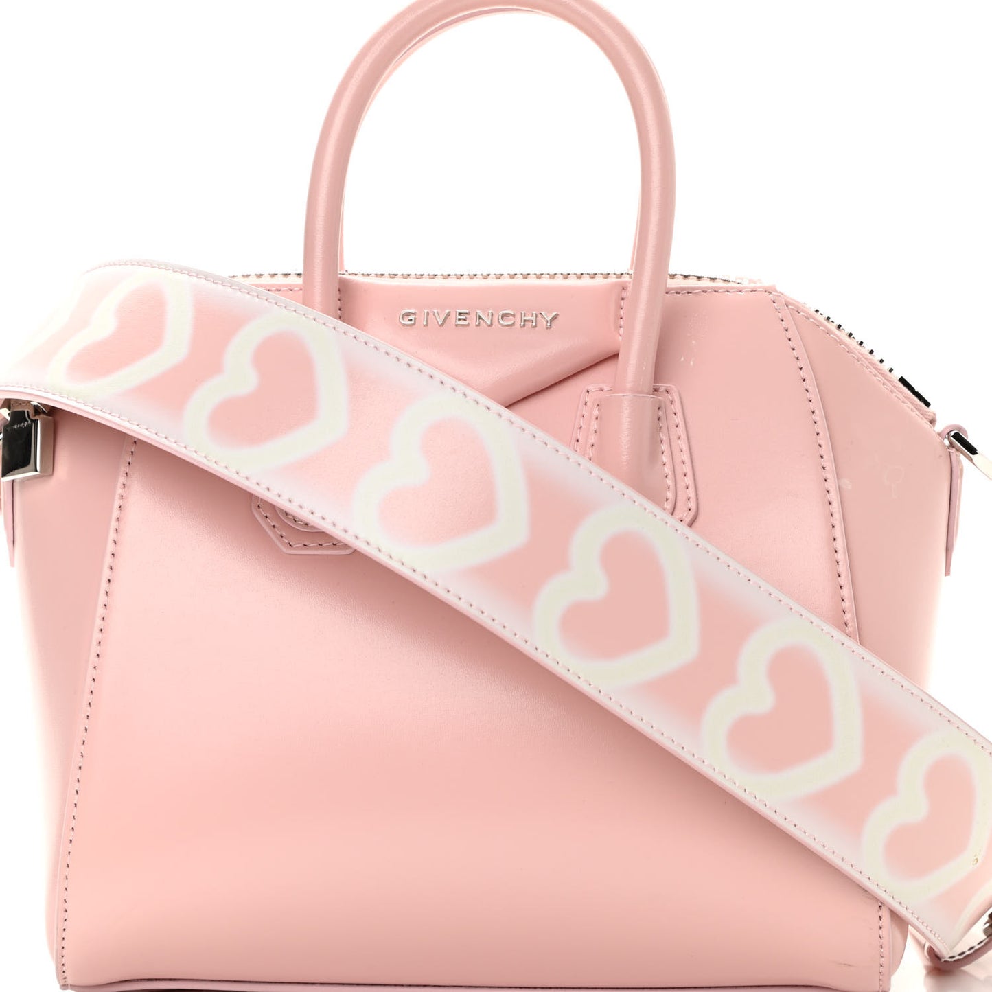 Box Calfskin Mini Heart Antigona Top Handle Bag Blush Pink