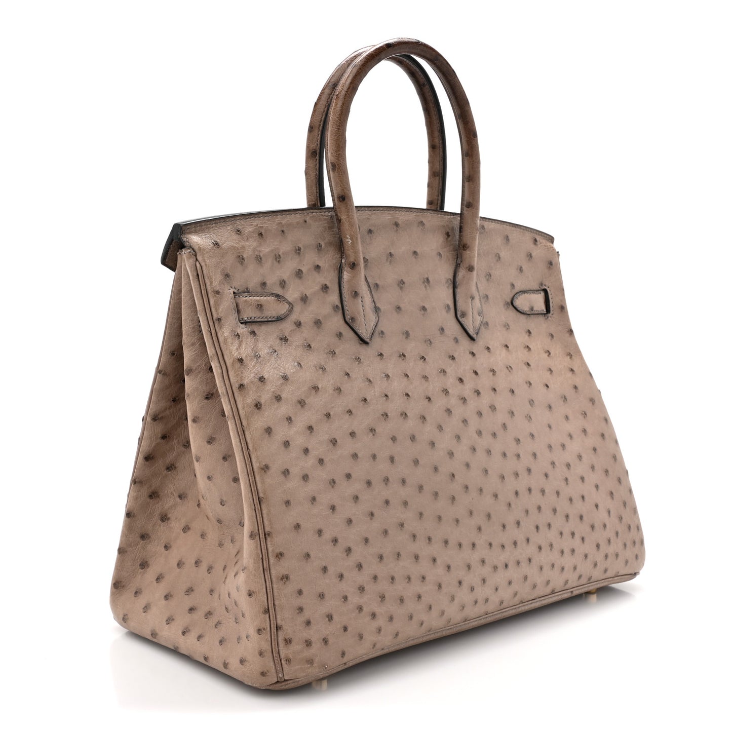 Ostrich Birkin 35 Gris Tourterelle