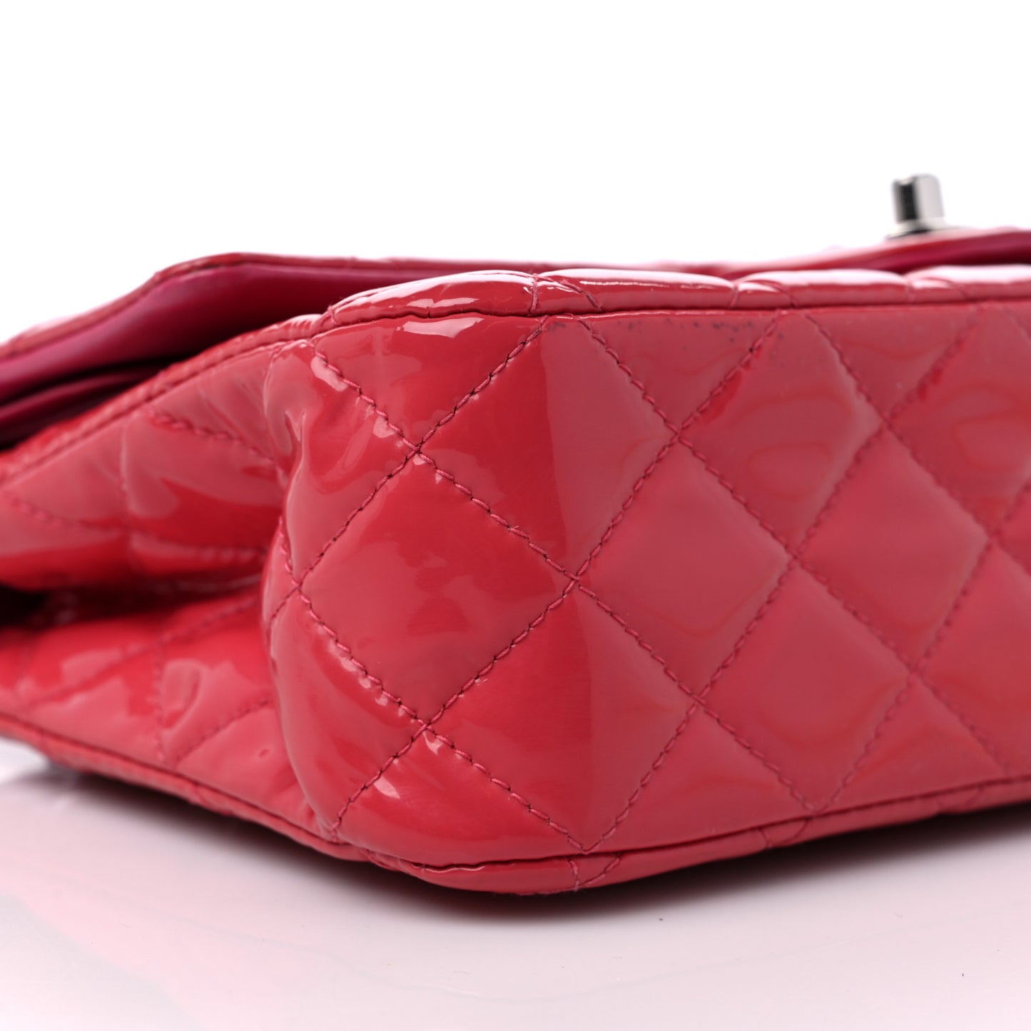 Patent Quilted Medium Double Flap Pink