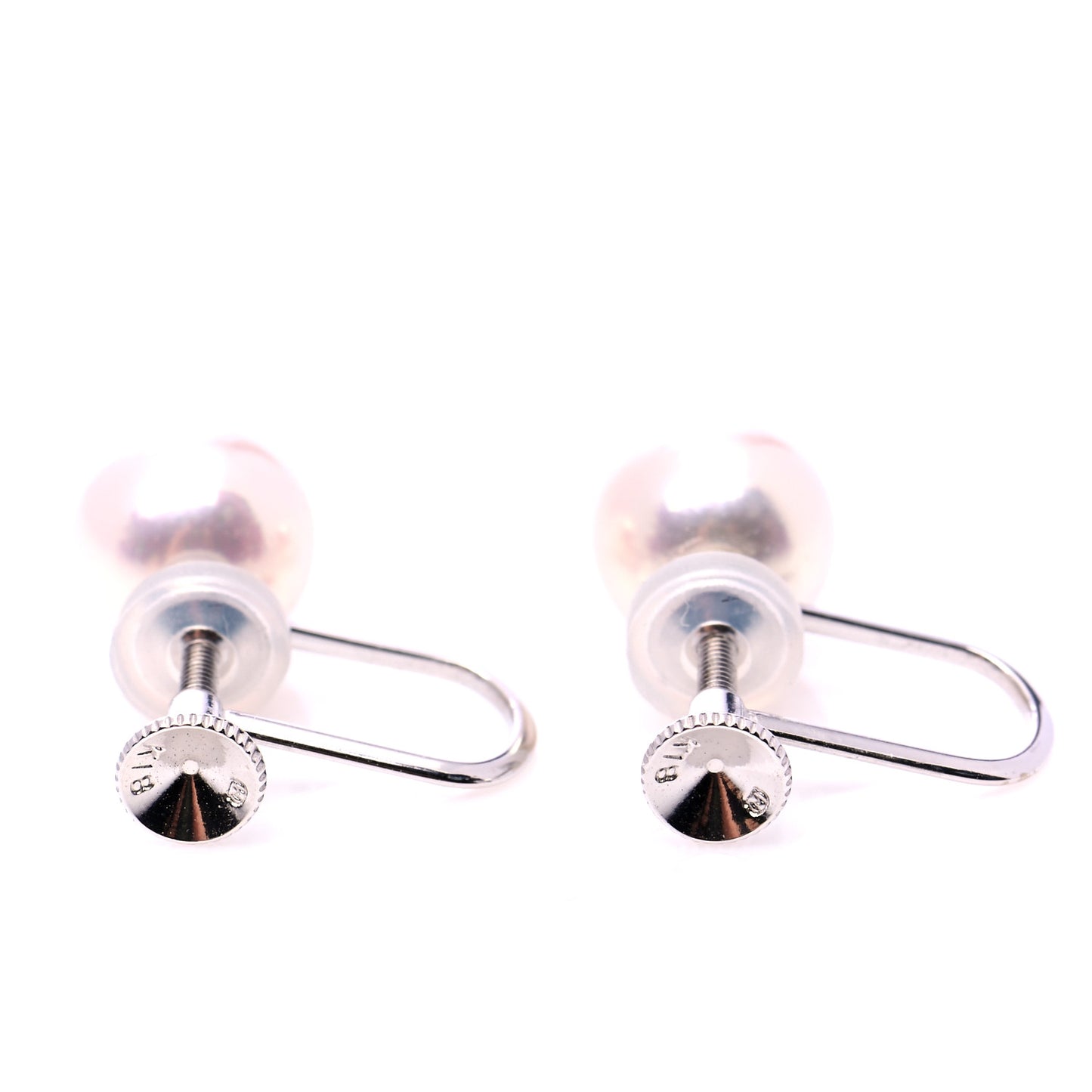 18K White Gold Akoya Pearl 7-7.5mm Screw Back Earrings