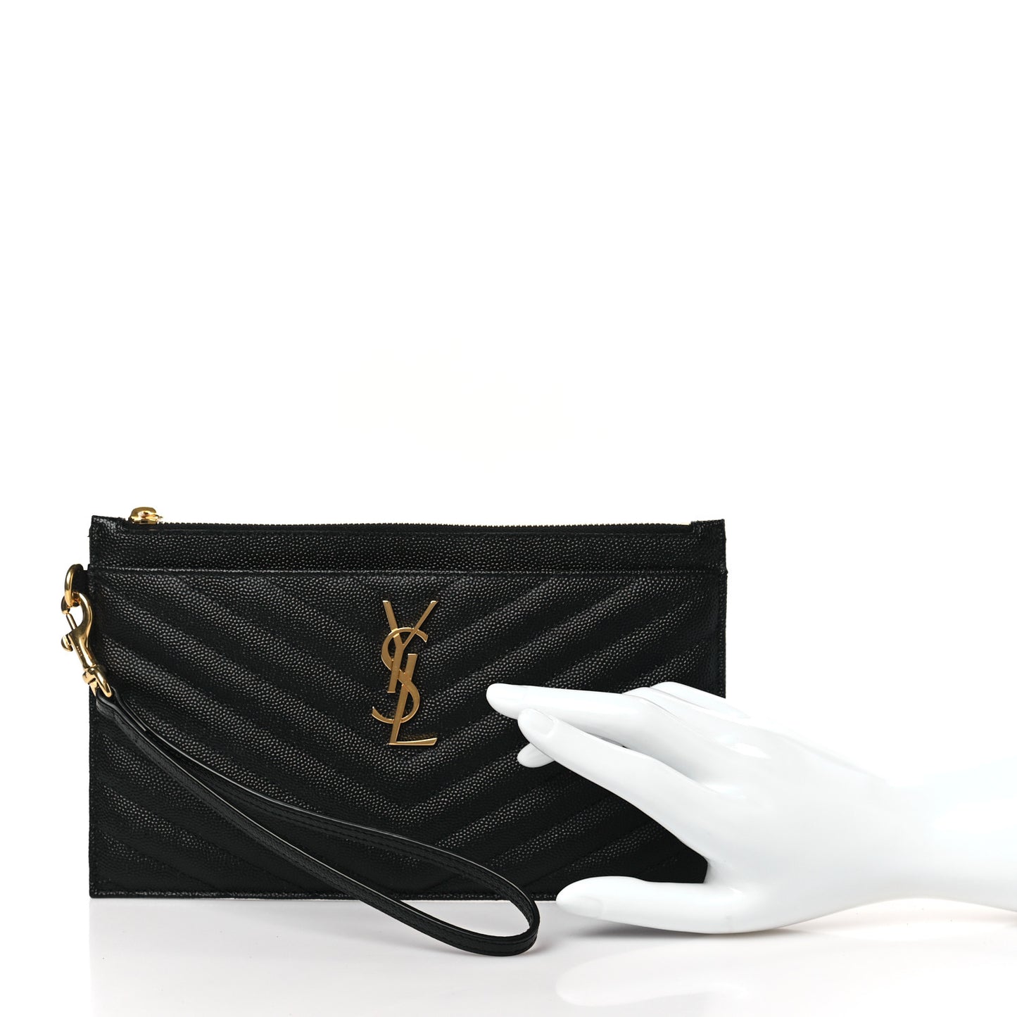 Grain De Poudre Chevron Monogram Large Bill Pouch Black