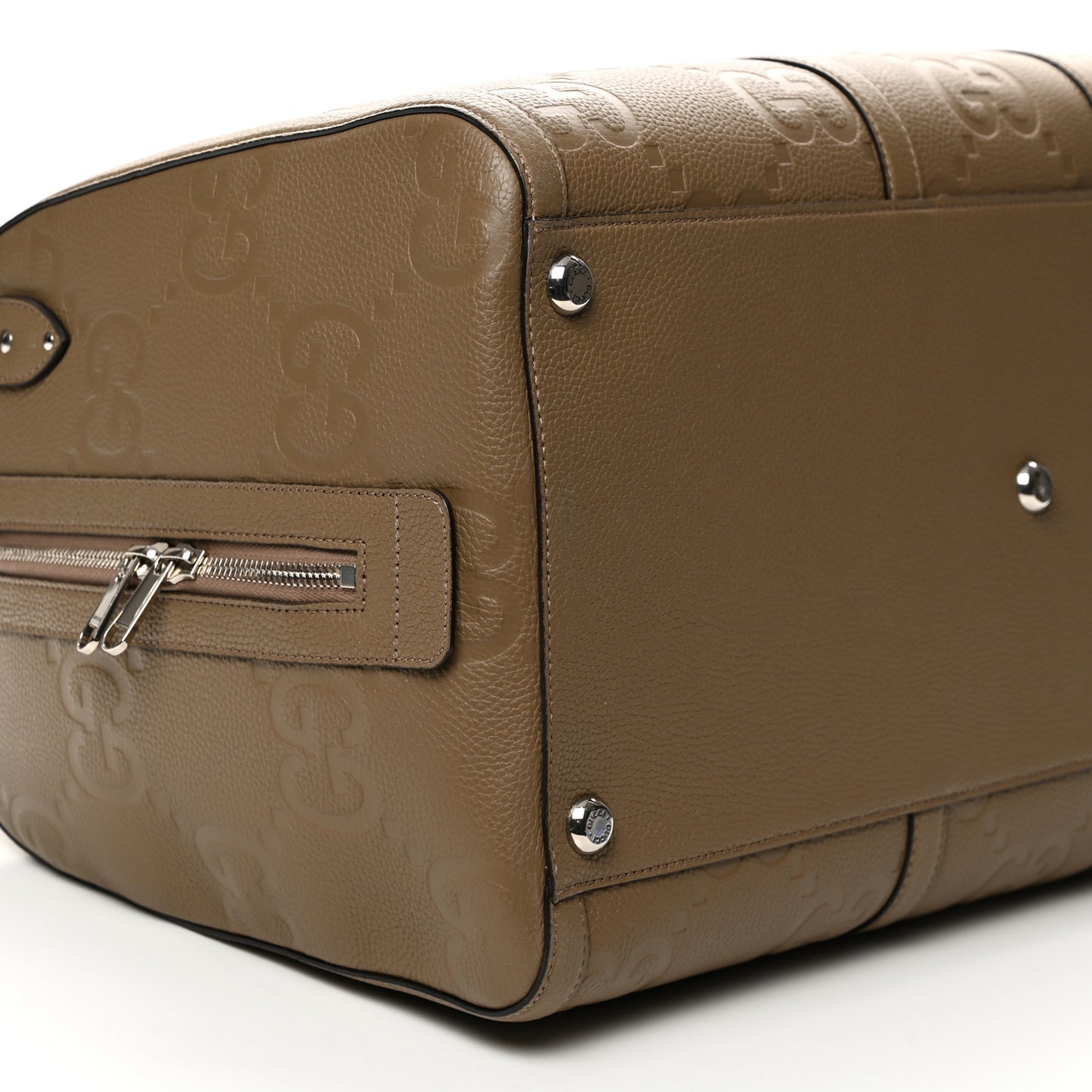 Piuma Calfskin Jumbo GG Embossed Large Duffle Bag Good Taupe