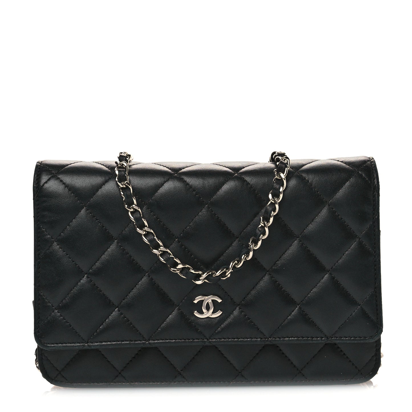 Lambskin Quilted Wallet On Chain WOC Black