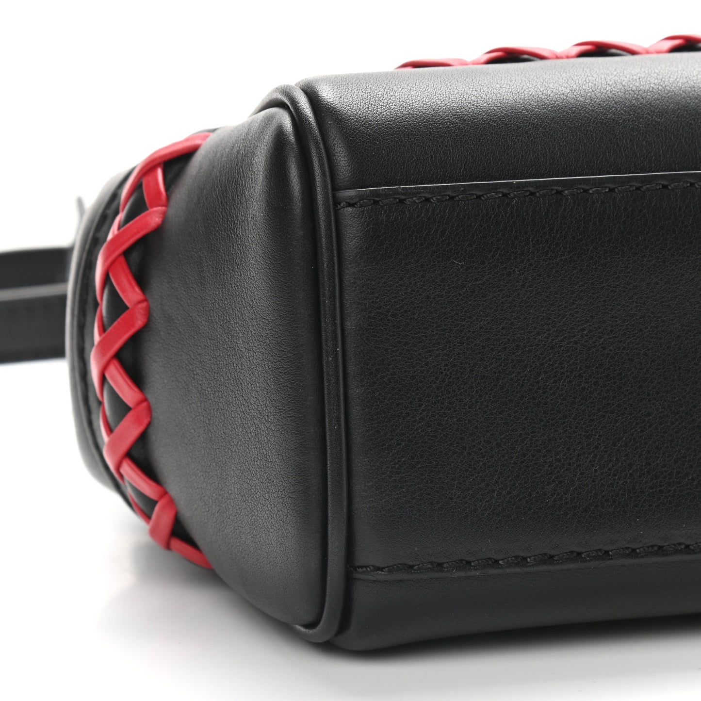 Calfskin Medium Palazzo Empire Whipstitch Crossbody Bag Black Red