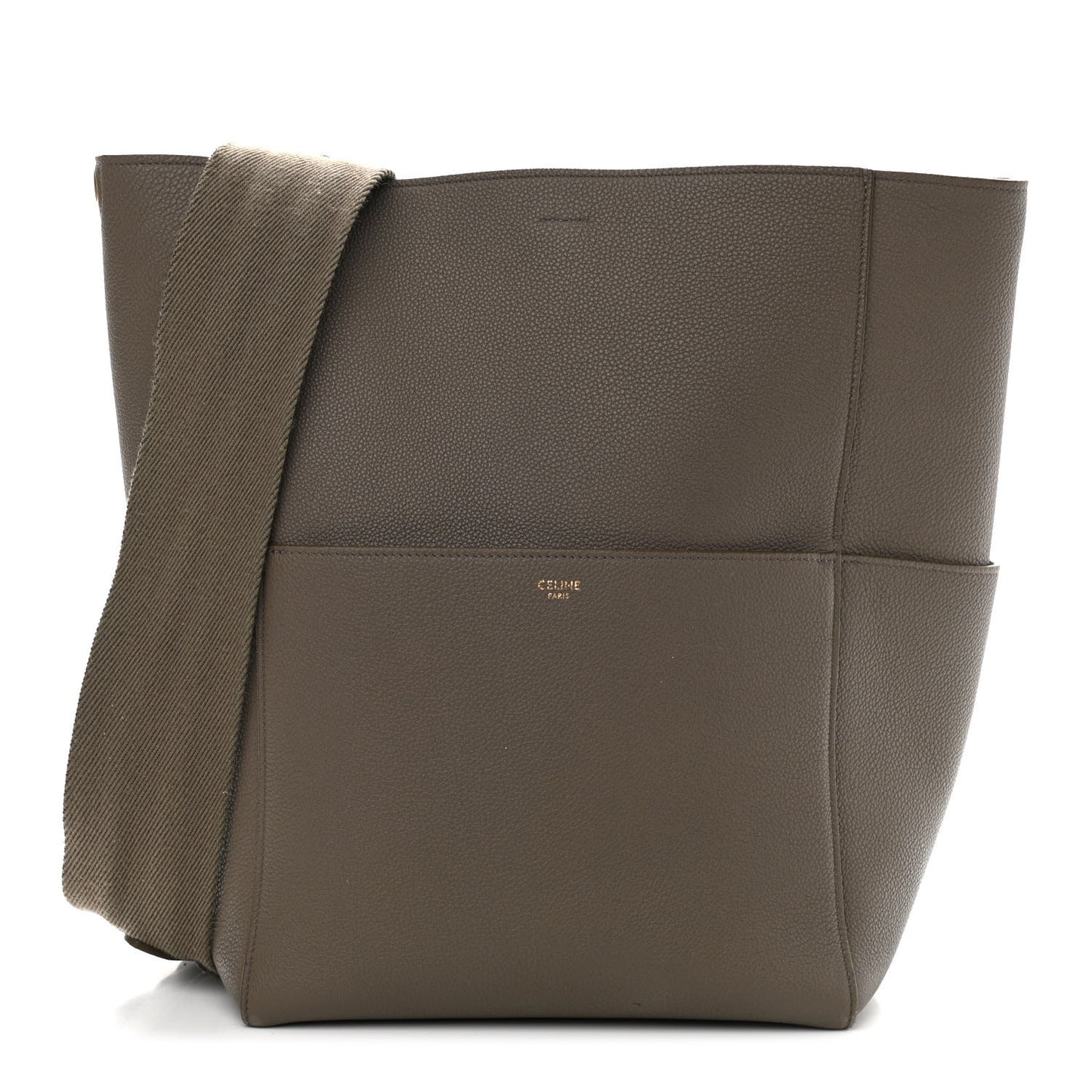 Soft Grained Calfskin Sangle Bucket Bag Taupe